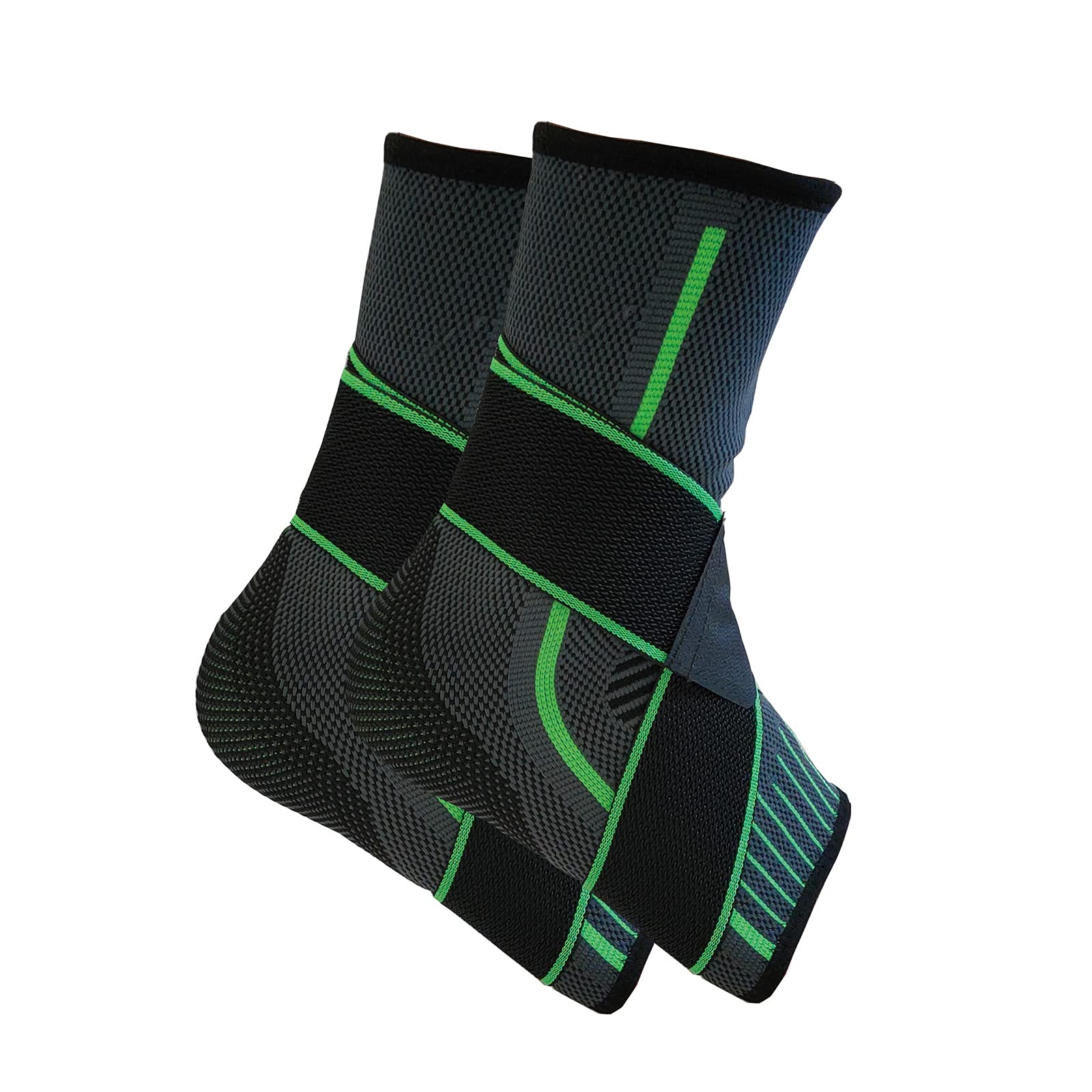 yuxiaoshiAdjustable Ankle Brace 2 Pack, Elastic Compression Ankle Support for Ligament Damage, Weak Ankles Achilles Tendon, Sprained Ankle - Green