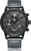 Relógio Masculino Original Curren Aço Inox Pulseira De Couro (Cinza)