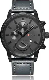 Relógio Masculino Original Curren Aço Inox Pulseira De Couro (Cinza)