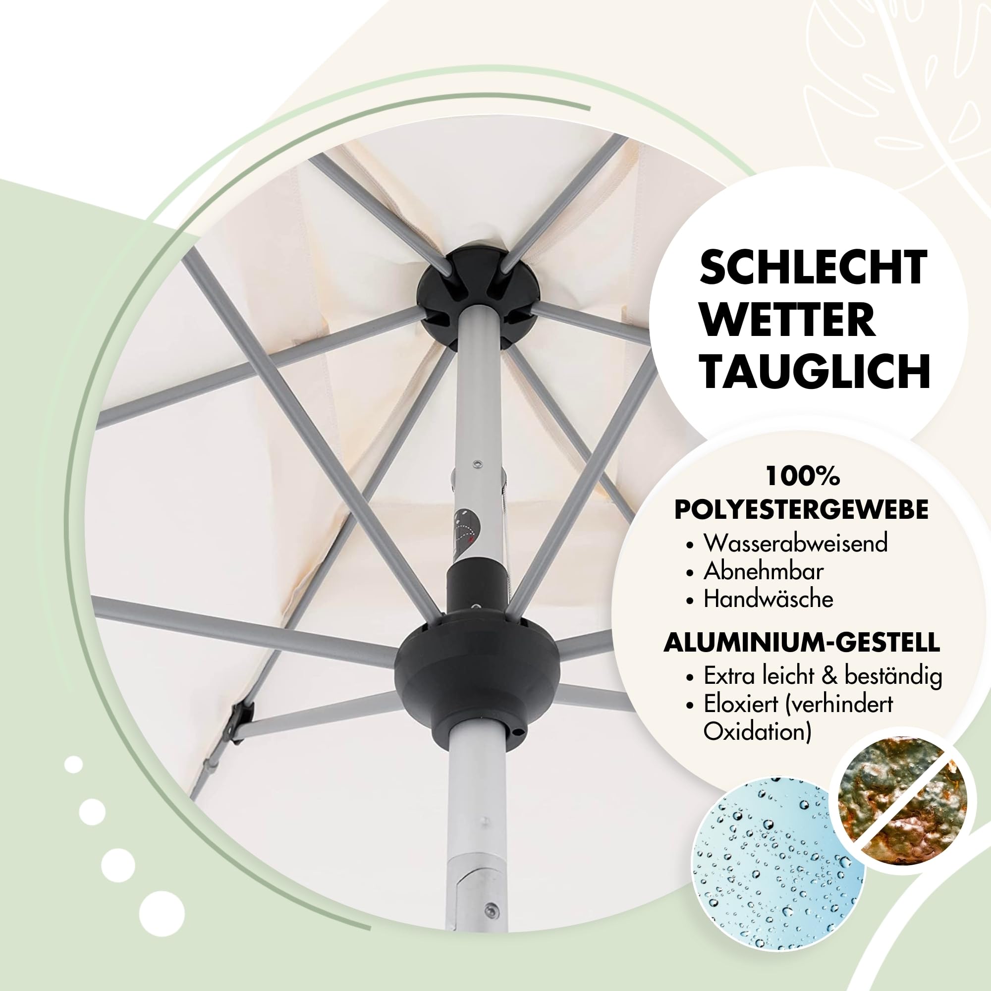 Doppler Sonnenschirm Alu Crank 190x290cm, Off-White, Kurbel, UV-Schutz 80+ | Rechteckiger Gartenschirm, Polyester, Aluminium-Gestell, Auto Tilt – automatisches Neigen per Kurbel