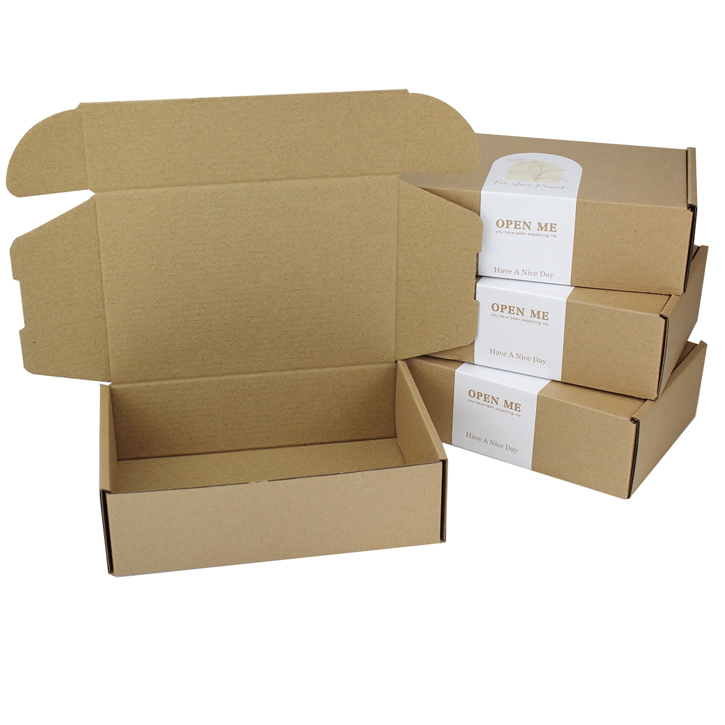 YankMooM 10 Pcs Shipping Boxes,20x13x6cm Brown Corrugated Cardboard Boxes Gift Packing Boxes for Secure Storage and Packaging