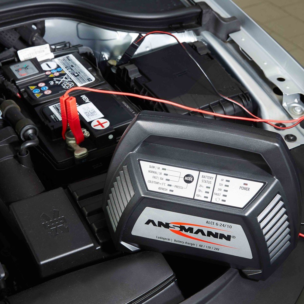 ANSMANN 1001-0014 Autobatterie ALCT Ladegerät ALCT 40353 - Vollautomatisches Batterieladegerät für Autobatterien & Bleiakkus mit 6V, 12V & 24V / 10A -