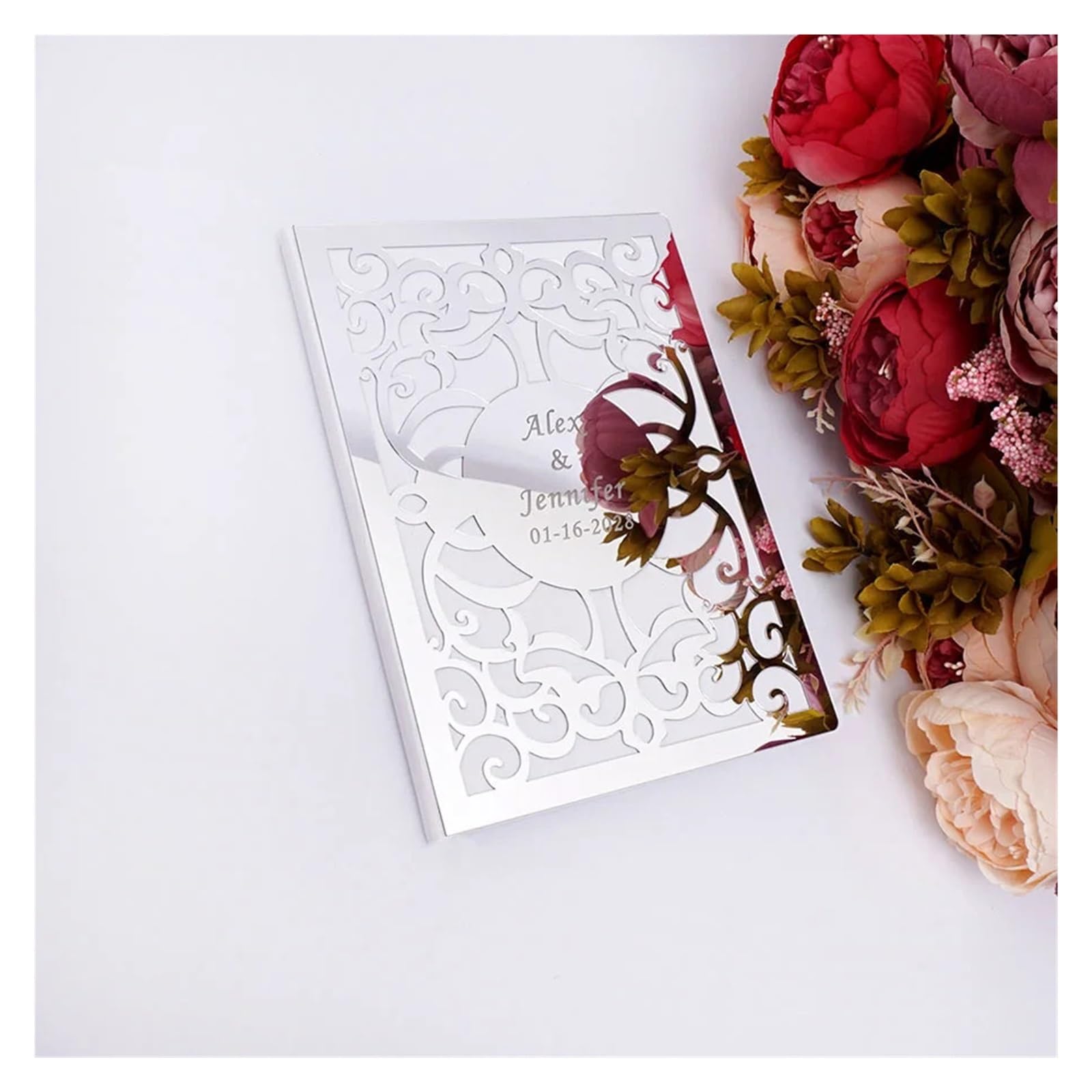 Guest Book Matrimonio Libro delle firme del Matrimonio a Specchio | Pagine Interne Vuote For La Registrazione Della Firma Scritta A Mano Dell'ospite In Loco(Silver)