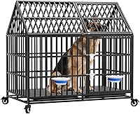 Vista 9 de Jaula indestructible para perros de 44 pulgadas, resistente y resistente, a prueba de escapes, para perros grandes y medianos, de acero a prueba