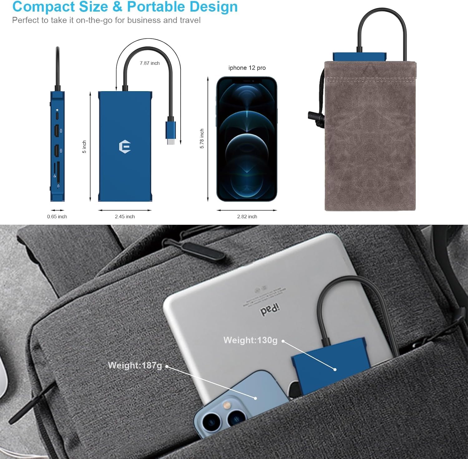 Hub USB C, 12 w 1 USB C 3.0, USB C Multiport SD/TF Dock do Dell/HP/Lenovo/Mac Book Pro, potrójny ekran Multiport adapter USB C z 2 * 4K HDMI
