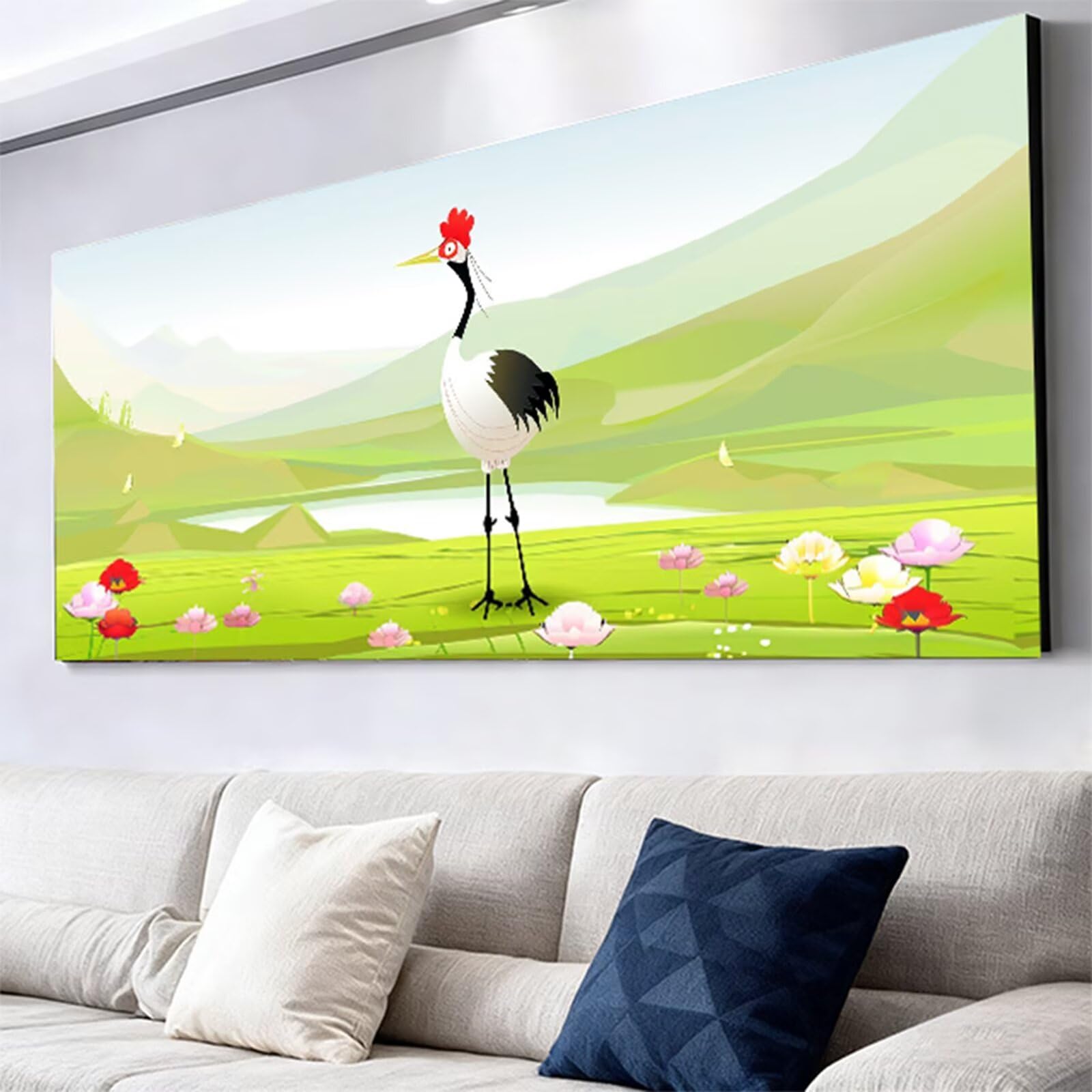 Duży diamentowy żuraw zestaw do malowania diamentami dla dorosłych, 5D Dimond Art Grassland Gem Arts and Crafts dla dzieci, zestaw do haftu krzyżykowego z kryształami strasu, dekoracja pokoju