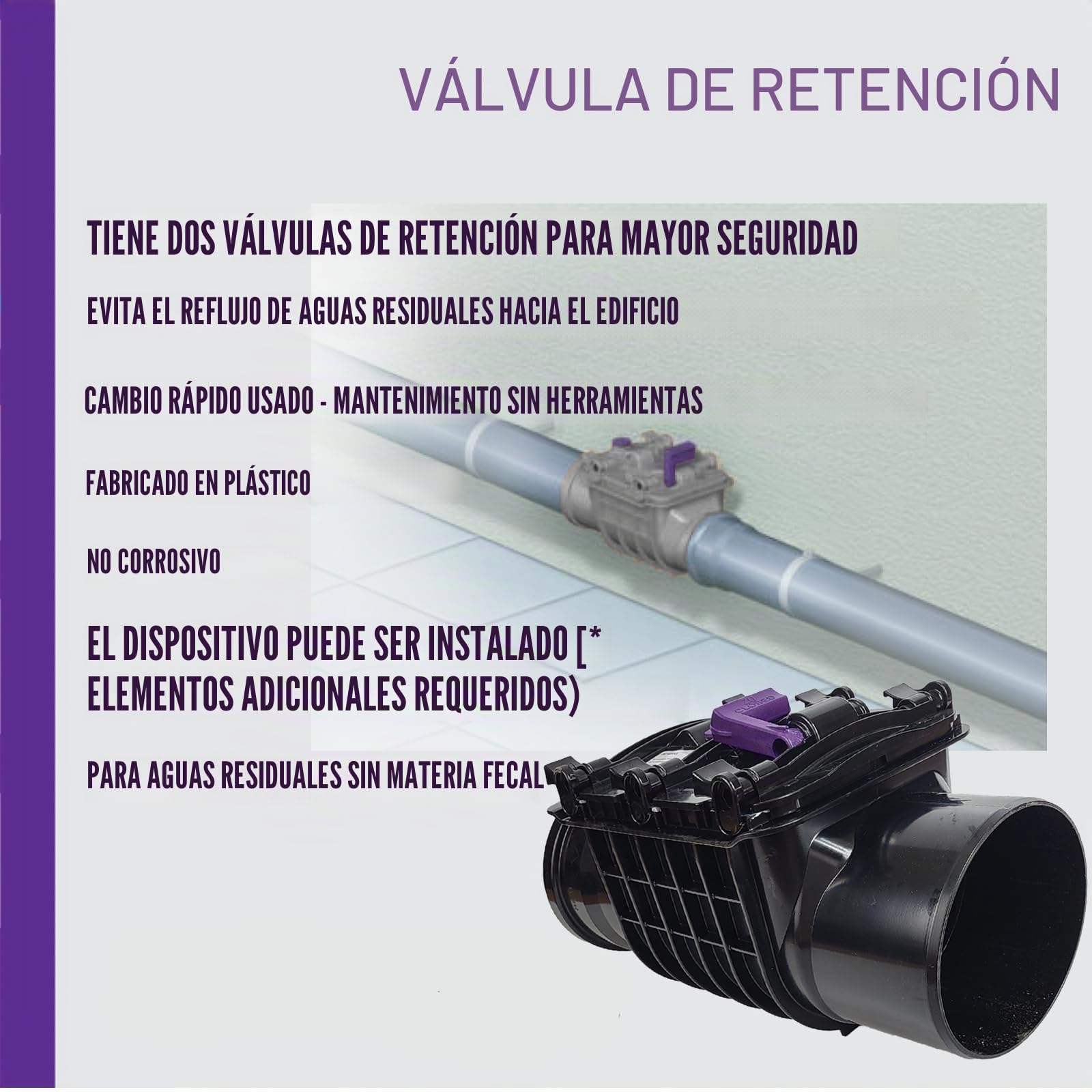 Kessel Staufix 73150 Doble Cierre Válvula de Retención Plástica 160 mm Rosca 1/2 Pulgada