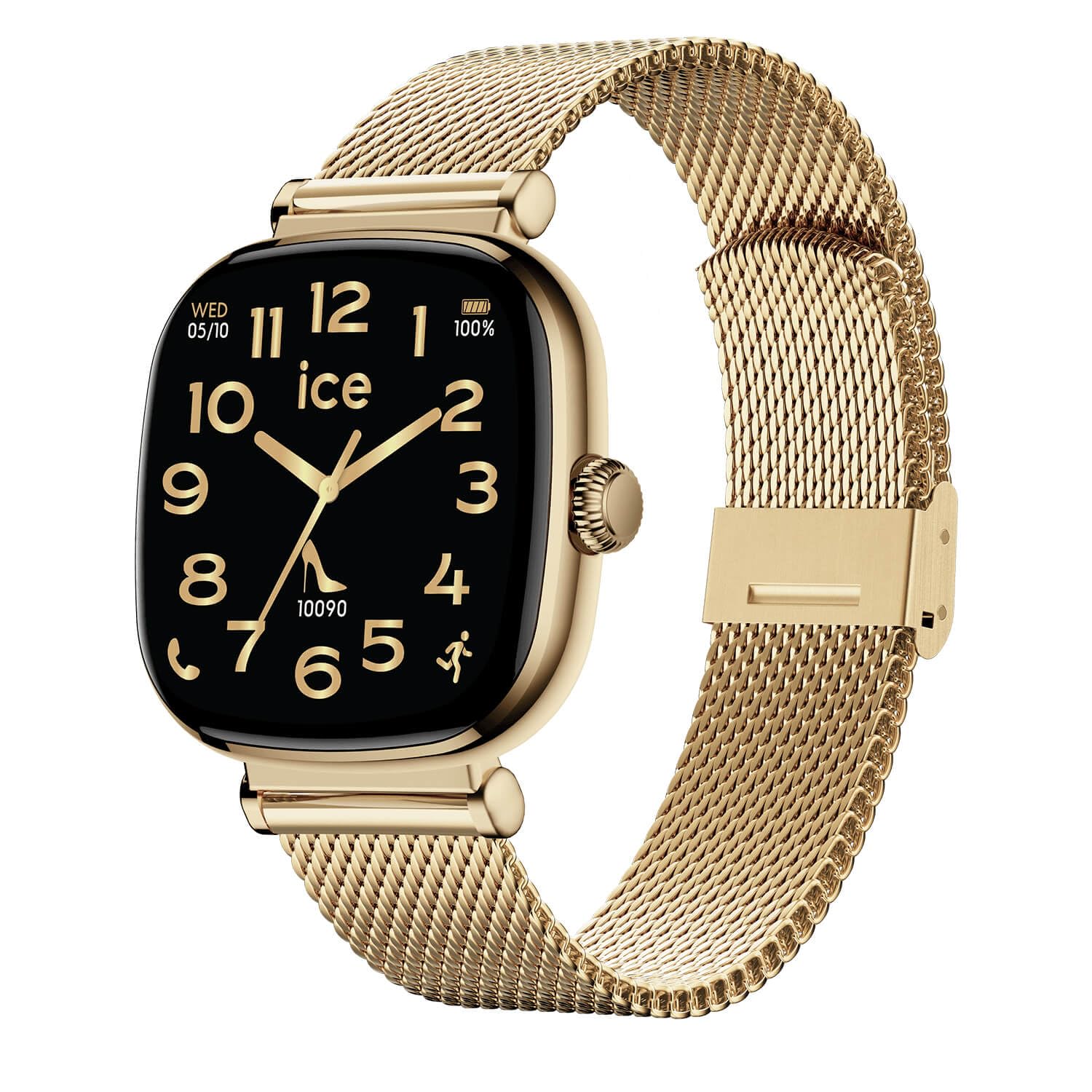 Ice-Watch – ICE smart 2.0 Gold Milanese – kwadratowy zegarek smartwatch dla kobiet w kolorze złotym z bransoletką ze stali nierdzewnej – 025234 (1,70 cala)