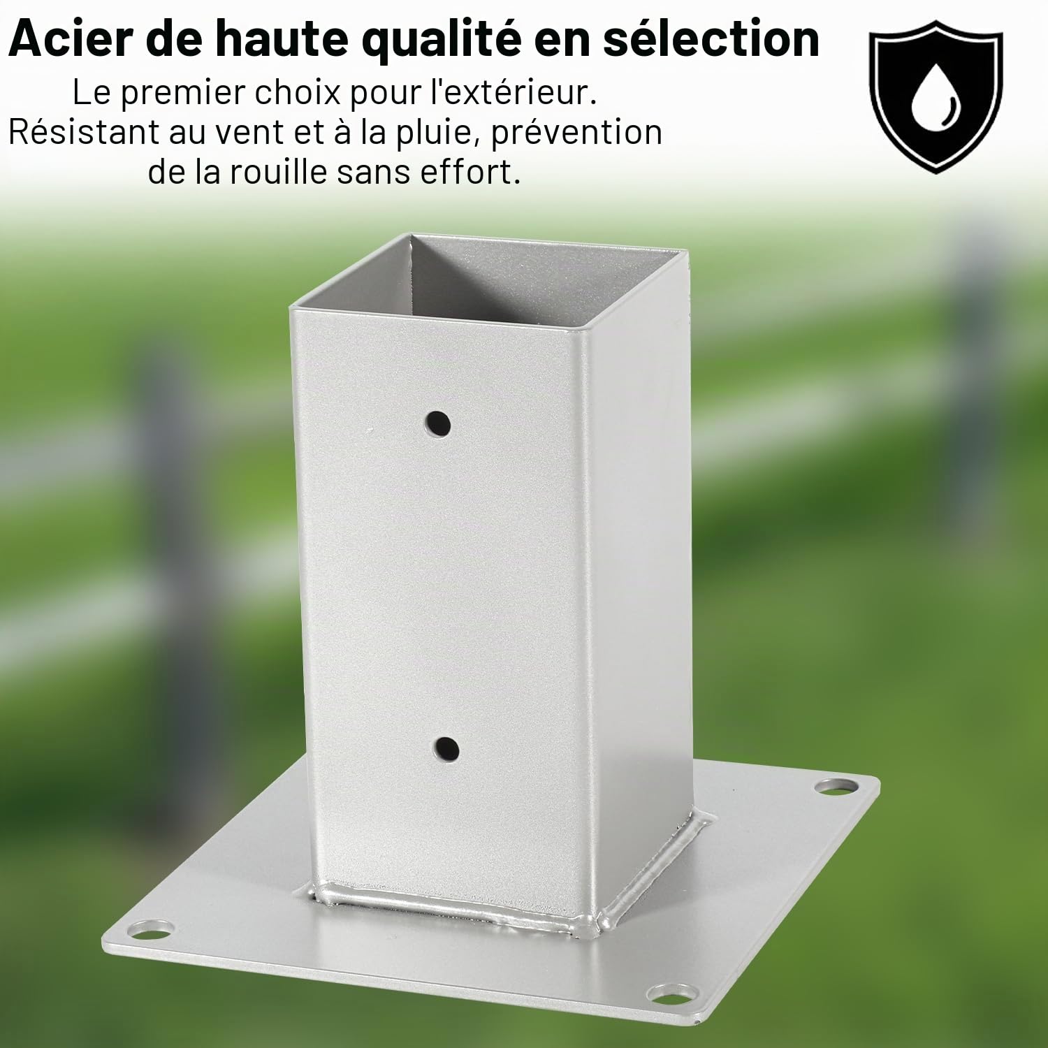 Eulenke Support de poteau avec douille à visser - Convient pour poteaux en bois carrés de 80 x 80 mm - Ancre de qualité supérieure - Galvanisé à chaud - Argenté