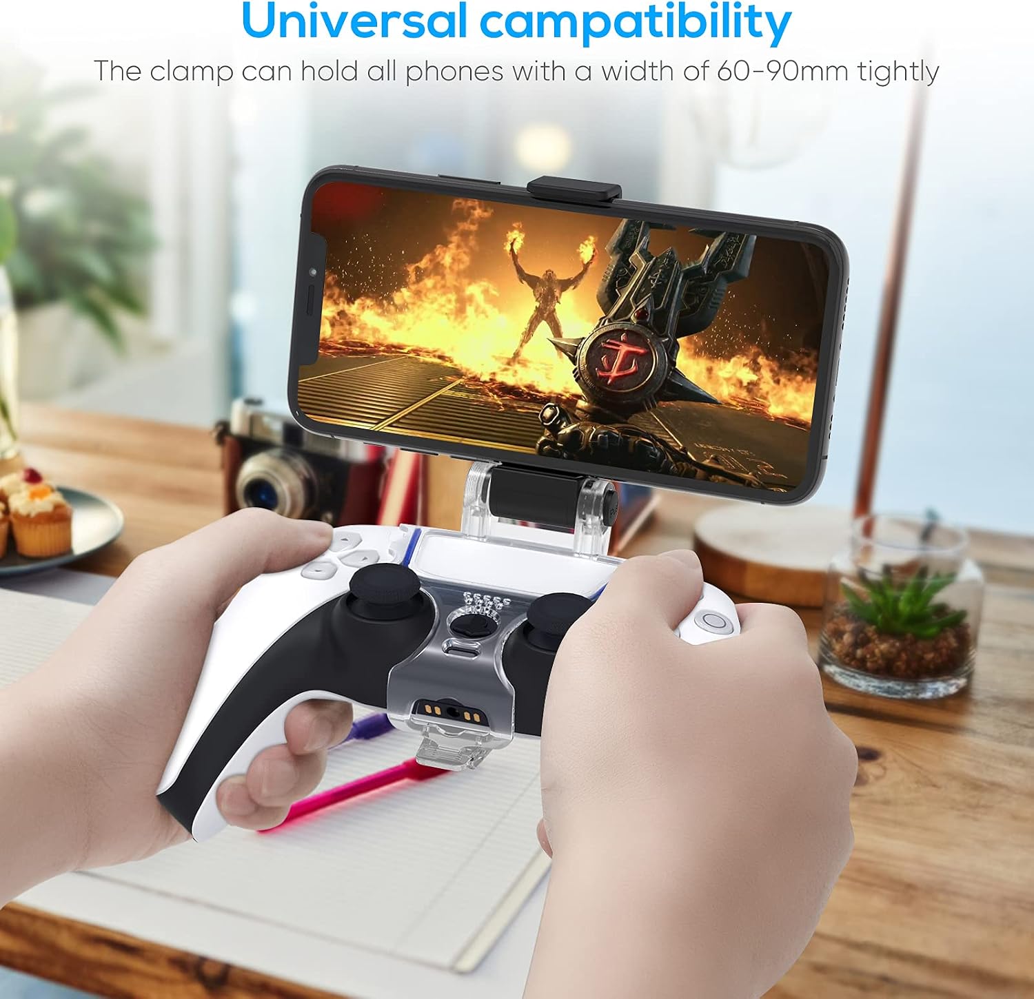 Controller Phone Mount for PS5, YUANHOT Phone Clip Clamp Bracket Holder with Adjustable Stand