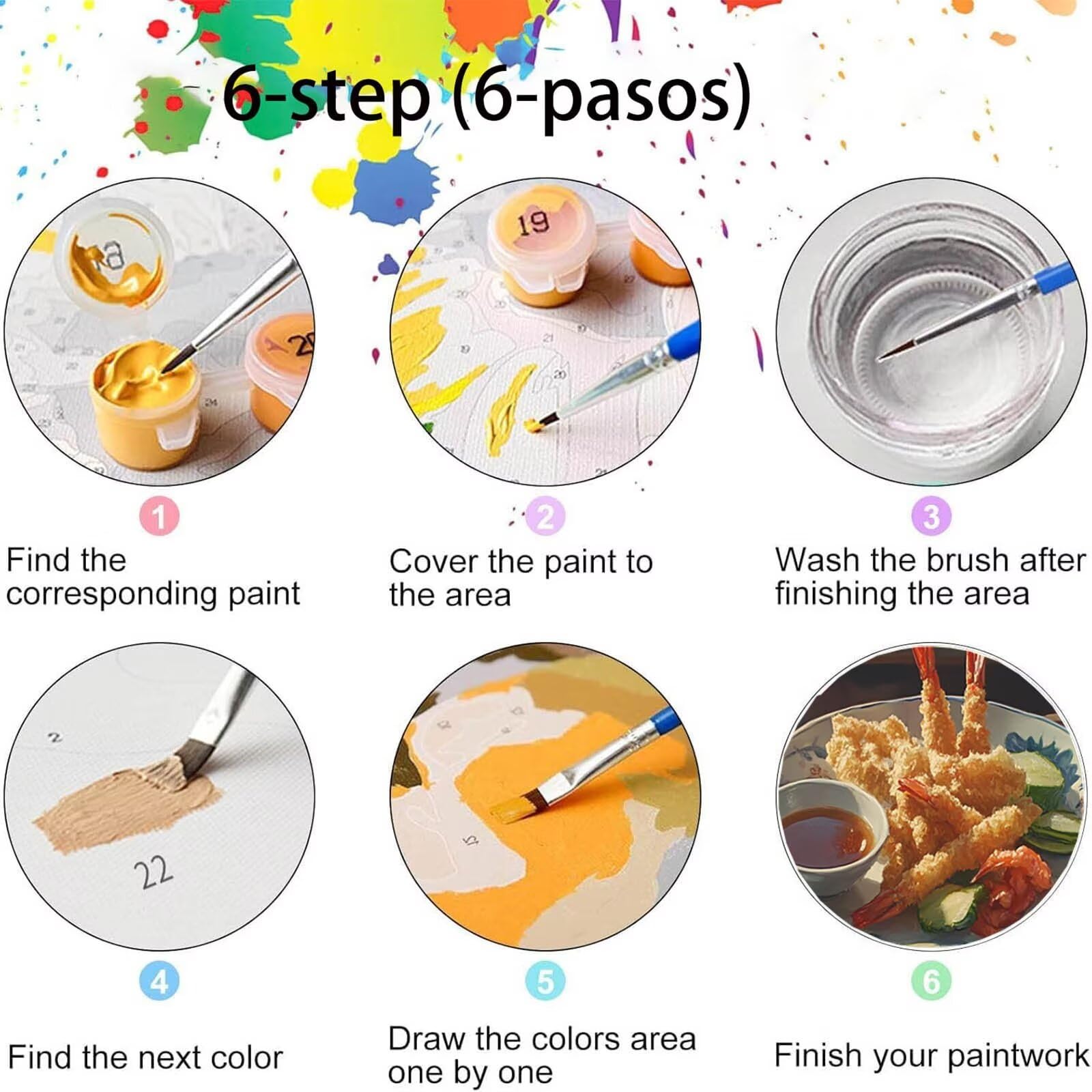 Pintar por Numeros Adultos Camarón, Pintar por Numeros Niños Kit Manualidades Adultos Delicias Cuadros para Pintar por Numeros Pintura Acrílico, Cuadros Decoracion Salon Modernos 80X160cm 7w-1-D