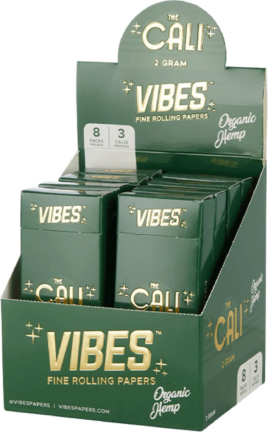 The Cali by VIBES Premium Tubes Pack of 24, 1 Gram Capacity, Wide Cylindrical Shape, Ultra-Thin Hemp Paper, 4 Unique Blends