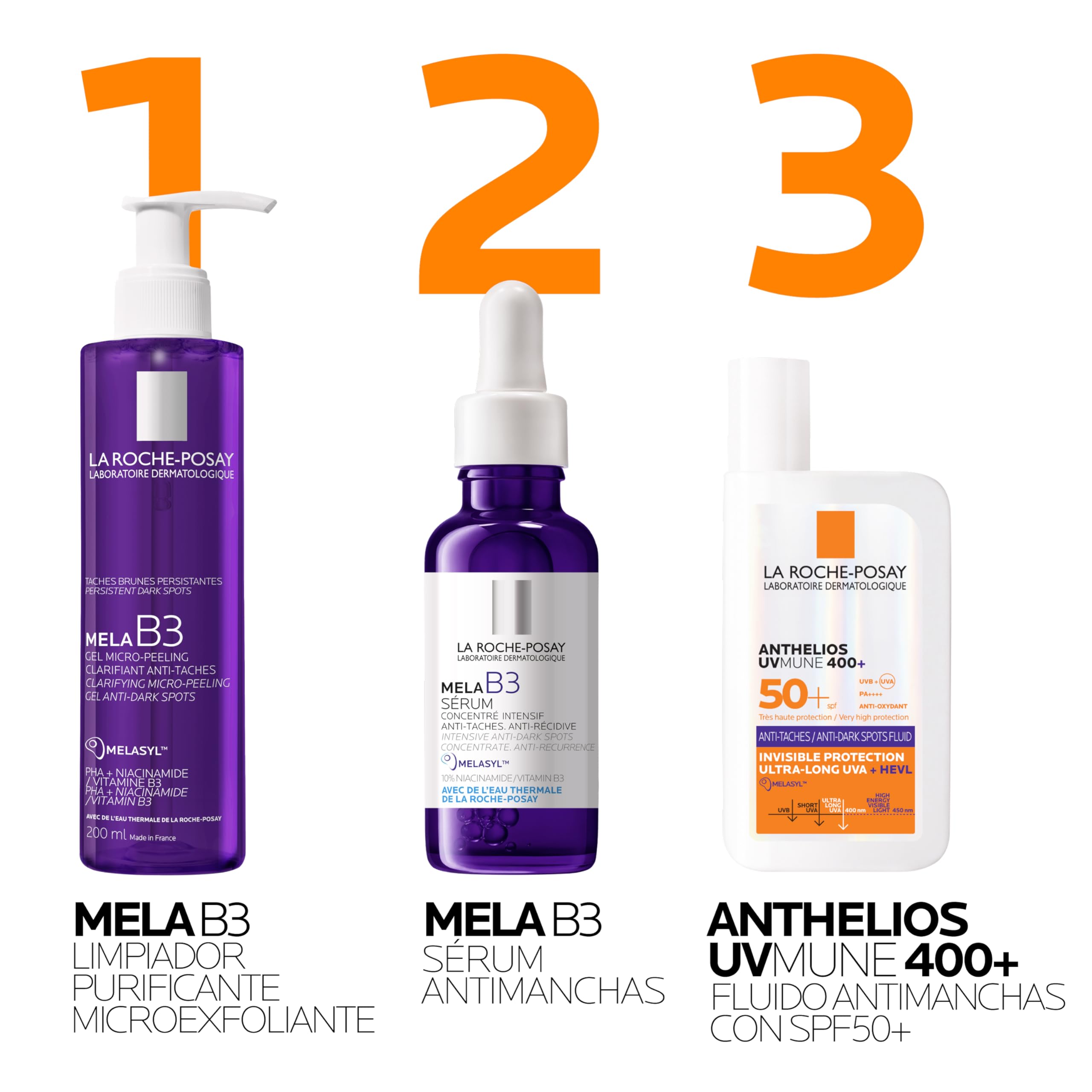 La Roche-Posay Protector Solar Anti-Manchas SPF 50+, Fórmula con Mexoryl 400, Fluido Invisible, Anthelios UV-MUNE 400, 50 ml