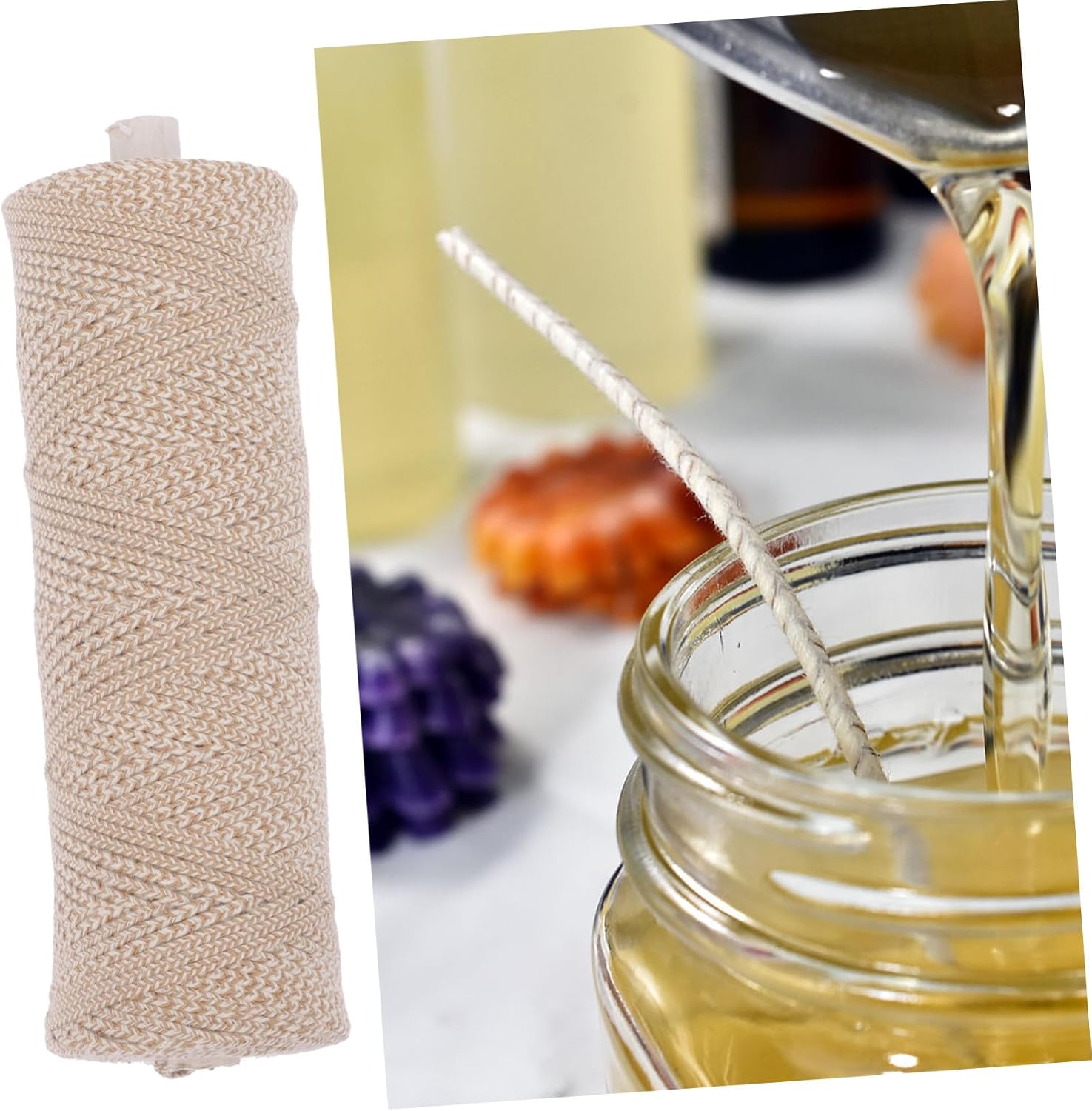 Cotton Candle Wicks for Candle Making Smokeless Long Wick DIY Accessories with Stable Burn Lightweight and Neatly Spooled