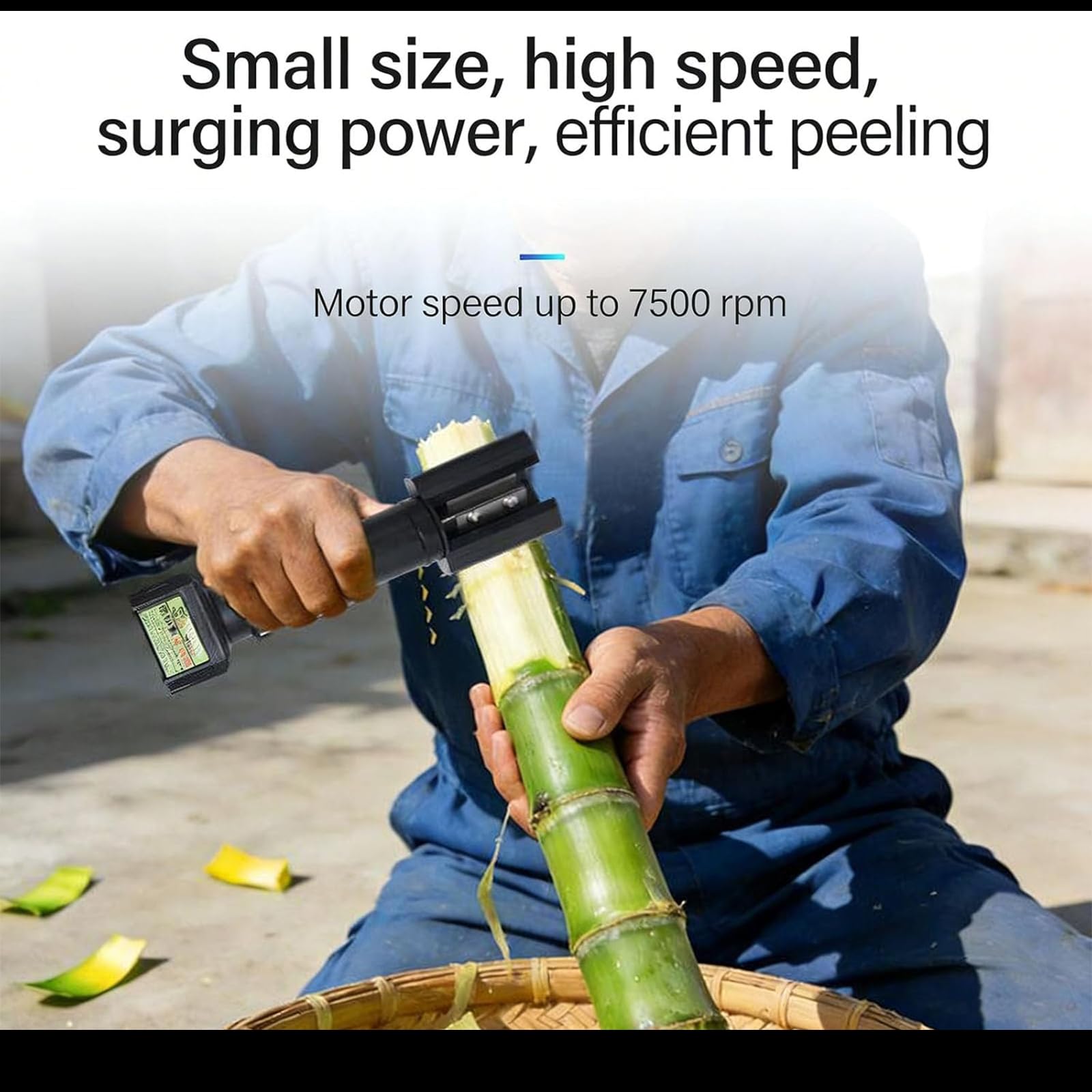 Peladora automática de caña de azúcar, peladora de Mano de 188 W, 7500 RPM, con Cuchilla de Repuesto, pelado preciso, sin dañar la Fruta, pelado rápido en 3 Segundos, para Cocos, Calabazas.