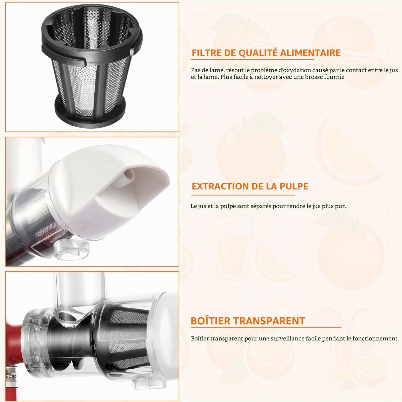 Gdrtwwh Presse-agrumes pour tous les mélangeurs KitchenAid - lent, accessoires presse-agrumes, à mâcher (blanc), GD500
