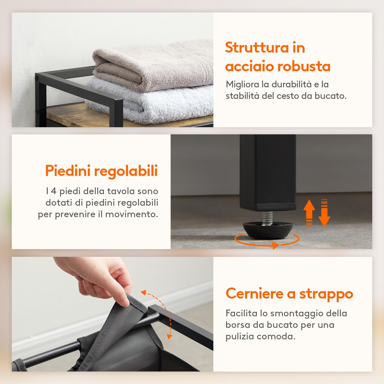 Lifewit Cesto Portabiancheria, Mobile Biancheria Sporca con Sacco Porta Biancheria in Tessuto Oxford e Ripiano in Metallo per Lavanderia, Camere da Letto, Bagno, Dormitori, 69 L, Nero