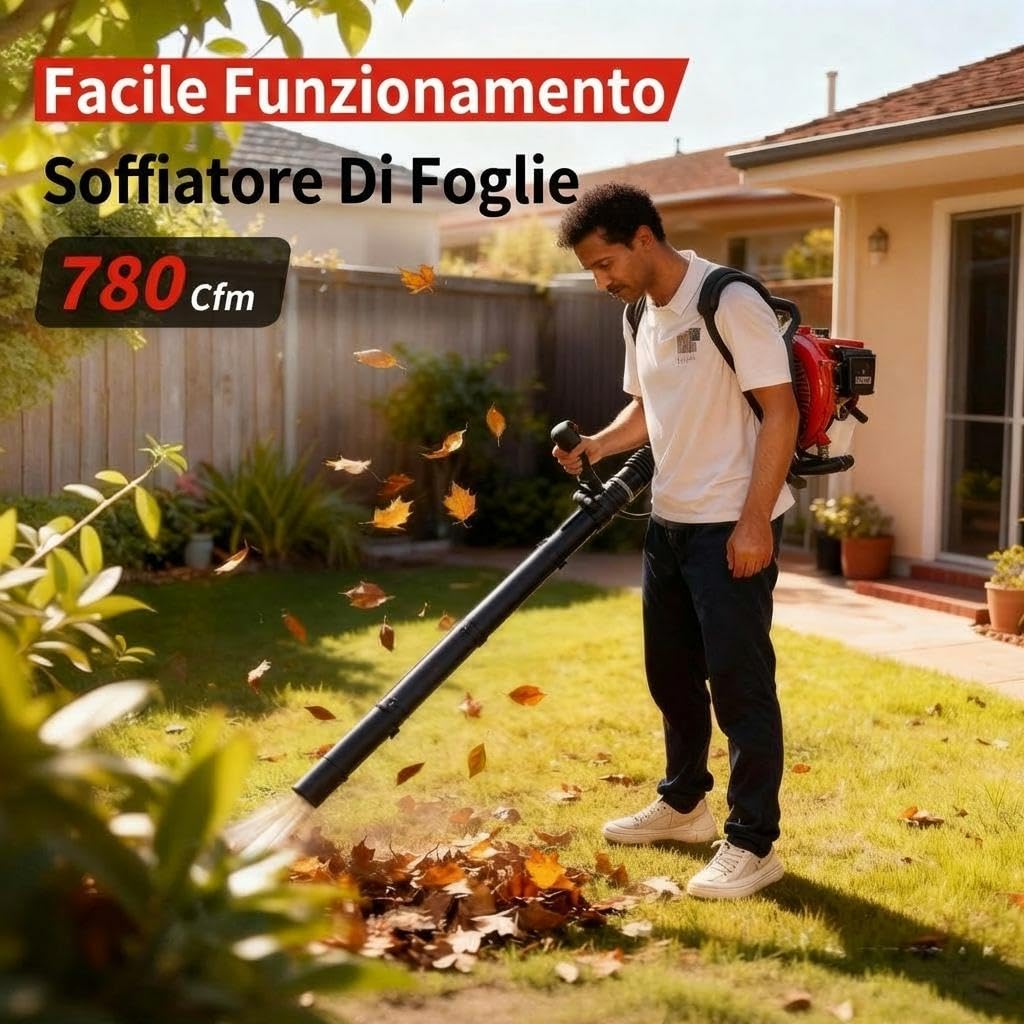 Garvee con 1 Paquete de plástico con 2 sopladores de Hojas de plástico para Mochila, Rendimiento Comercial, 66 CC, 4.0 CV, Motor de 2 Tiempos, 880 CFM, 320 mph, diseño ergonómico para jardín, césped