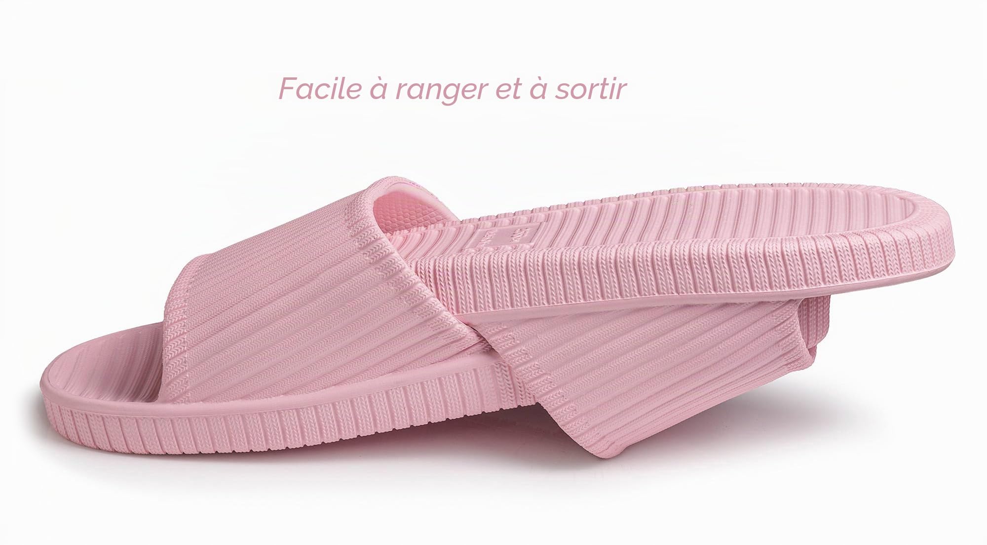 Sliders Pantoufles de douche antidérapantes pour femme - Pour la salle de bain - Pour la plage, la piscine - Séchage rapide - Pour l'intérieur et l'extérieur - Sandales d'été pour femme