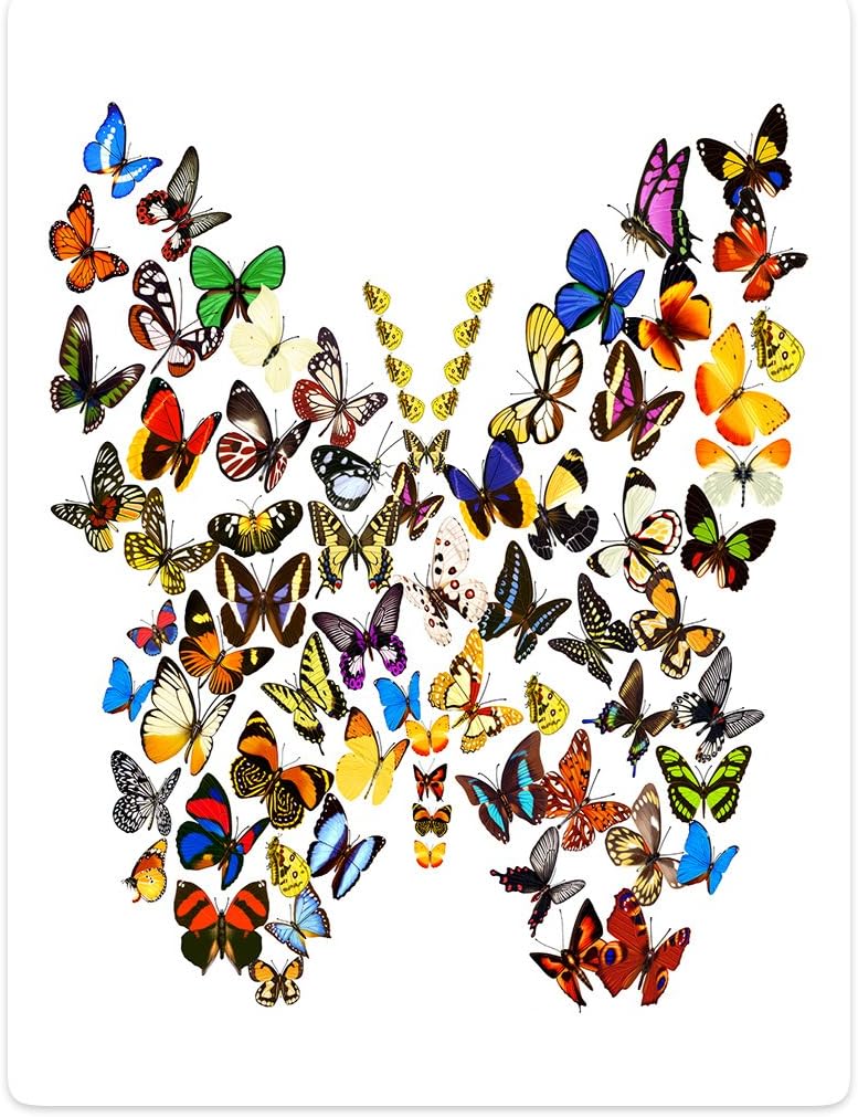 Yisumei Blankets- Soft Flannel Soft Fleece Blanket Bed Throw Colourful Butterfly, Polyester, White, 150x200 cm