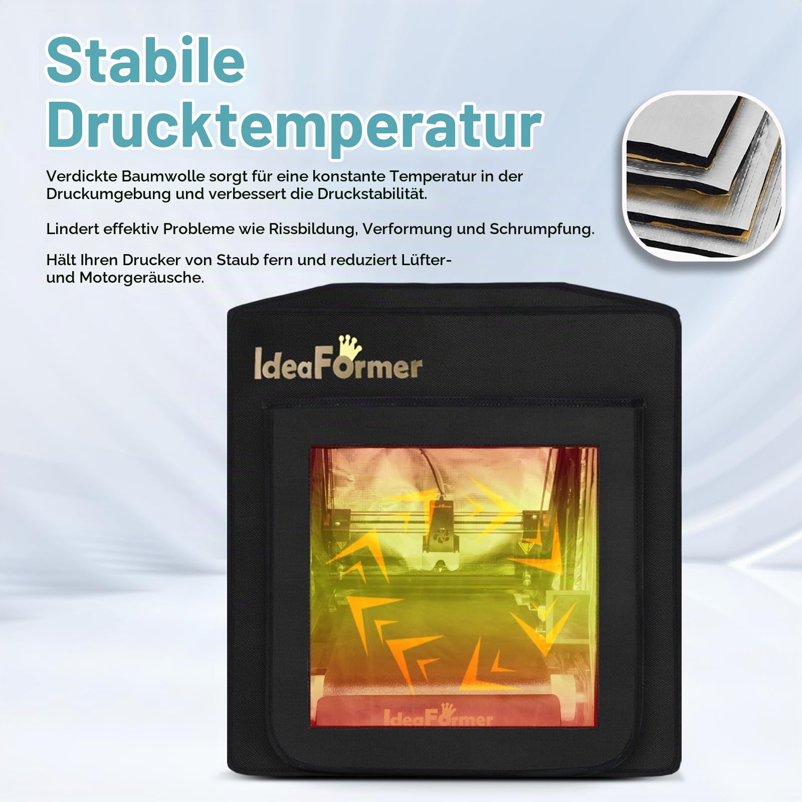 IdeaFormer IR3 V2 Abdeckhülle, hitzebeständig & staubdicht, temperaturkonstant Gehäuse für IR3 V2 Förderband-3D-Drucker, Maße 550 x 710 x 575 mm