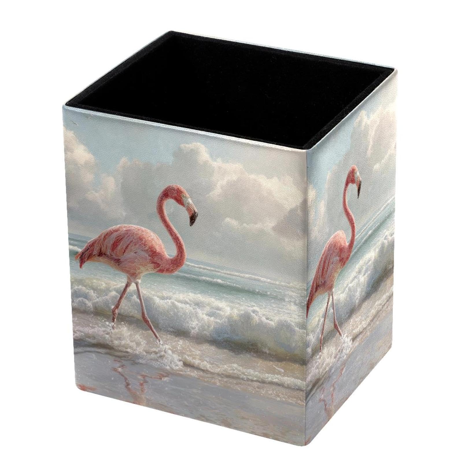 VAPOKF Pencil Holders for Desk, Flamingo Printed Pen Holders Pen Pot Makeup Brushes Storage Desktop Stationery Supplies Organiser for Home Office