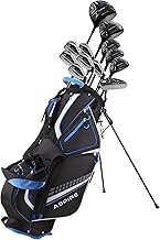 19 Piece Men's Complete Golf Club Package Set with Titanium Driver, 3 Fairway Wood, 3-4-5 Hybrids, 6-SW Irons, Putter, Sta...