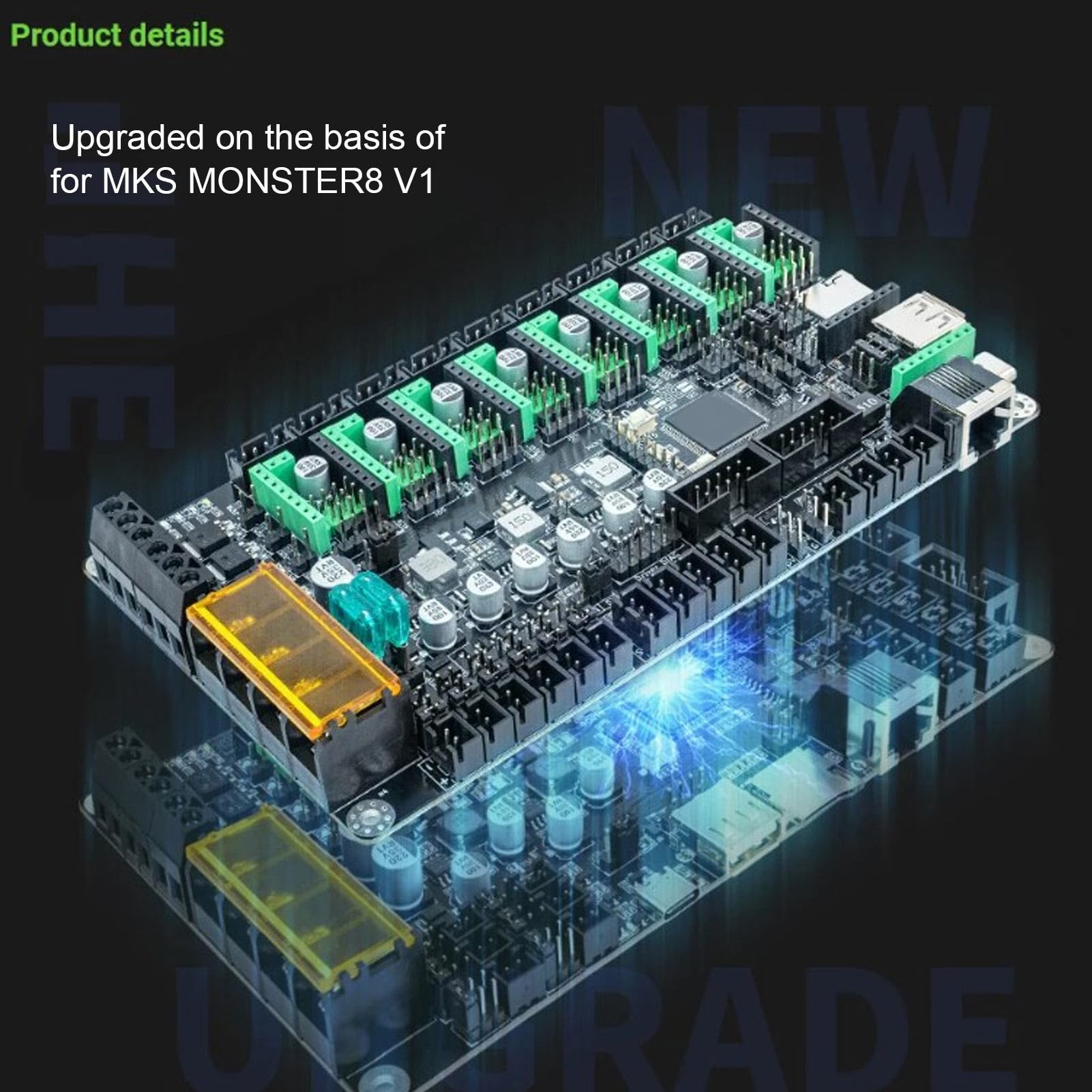 Carte de Contrôle de Mise à Niveau pour V2 32 Bits, Contrôle 8 Axes, Carte PCB de Contrôleur D'imprimante 3D avec écran LCD Mini12864 V3, Dynamo Diamant