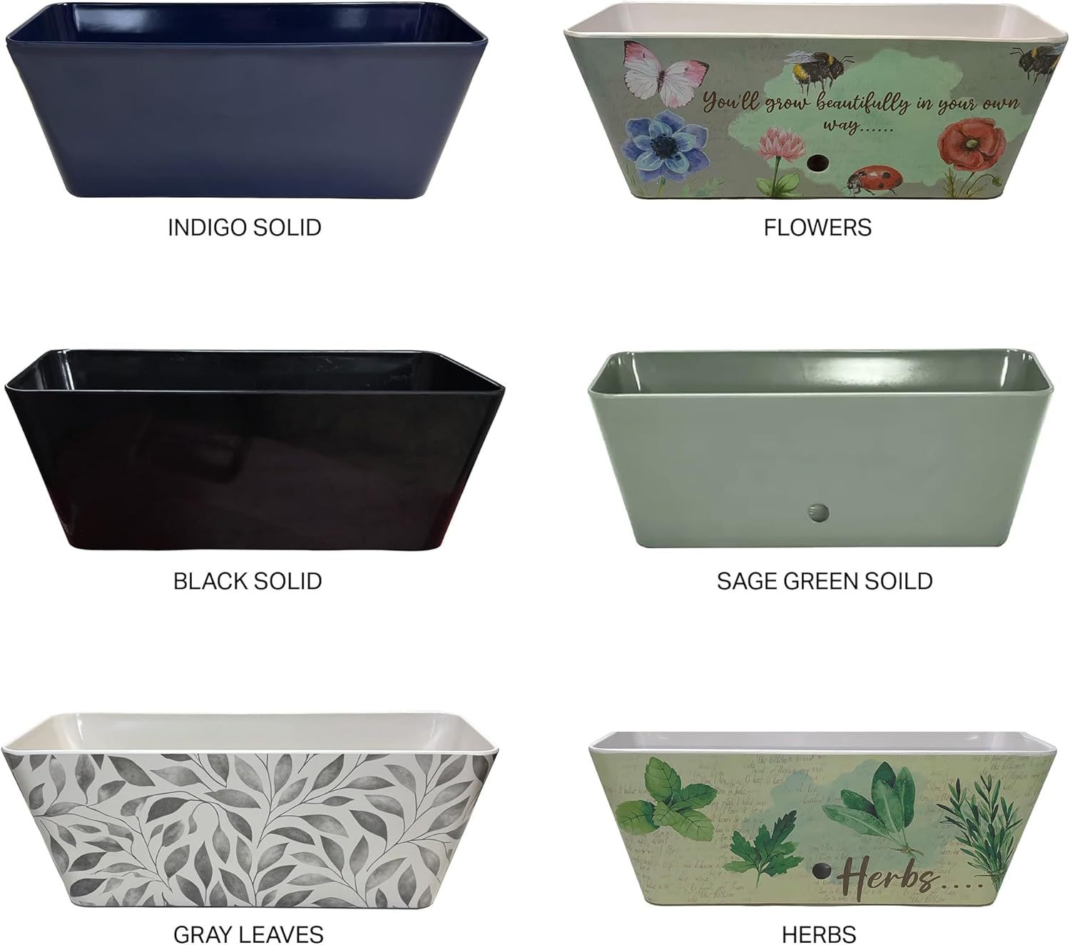 16 Inch Self-Watering Bamboo Planter (Black) - Rectangular - No Overwatering or Root Rot