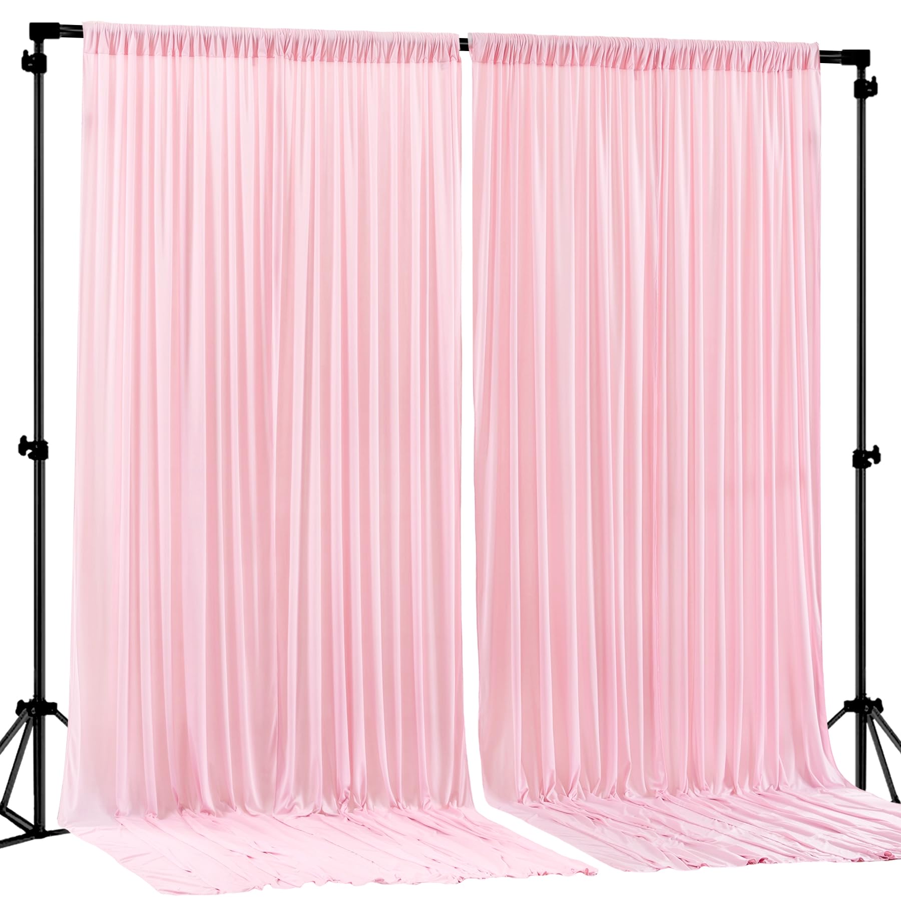 Pink Backdrop Curtains-Wrinkle-Free Polyester Photography Drapes Party Curtain Background for Baby Shower Wedding Decorations- 8 X10FT (Pink)
