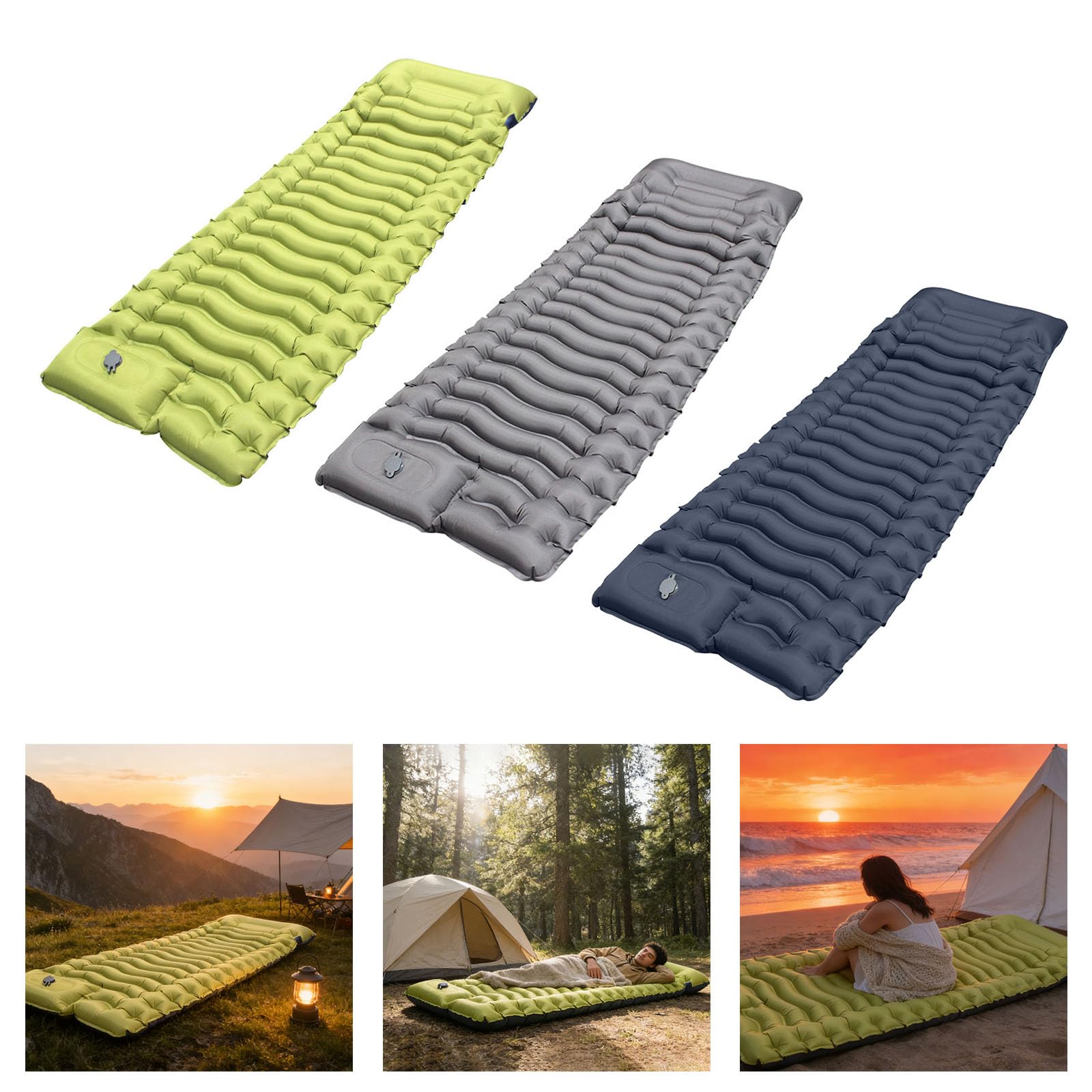 Colchón inflable multiusos ideal para mochileros, campistas, senderismo, tienda de campaña que ofrece una comodidad y portabilidad superiores, cama de aire individual para acampar