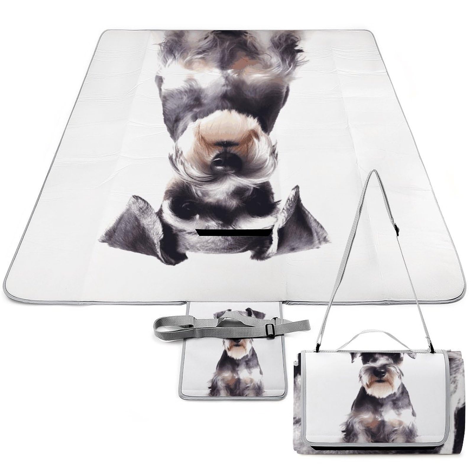 Tapis de pique-nique extra large carré pliable motif chien schnauzer pour camping