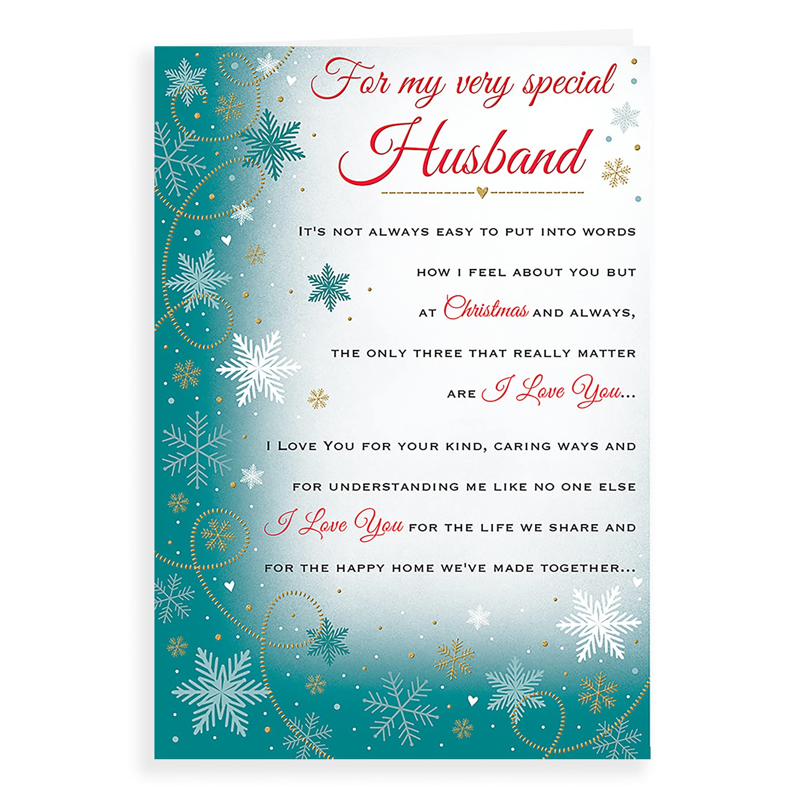 Piccadilly Greetings Regal Publishing Sentiment Christmas Card Husband - 9 x 6 inches, C85542