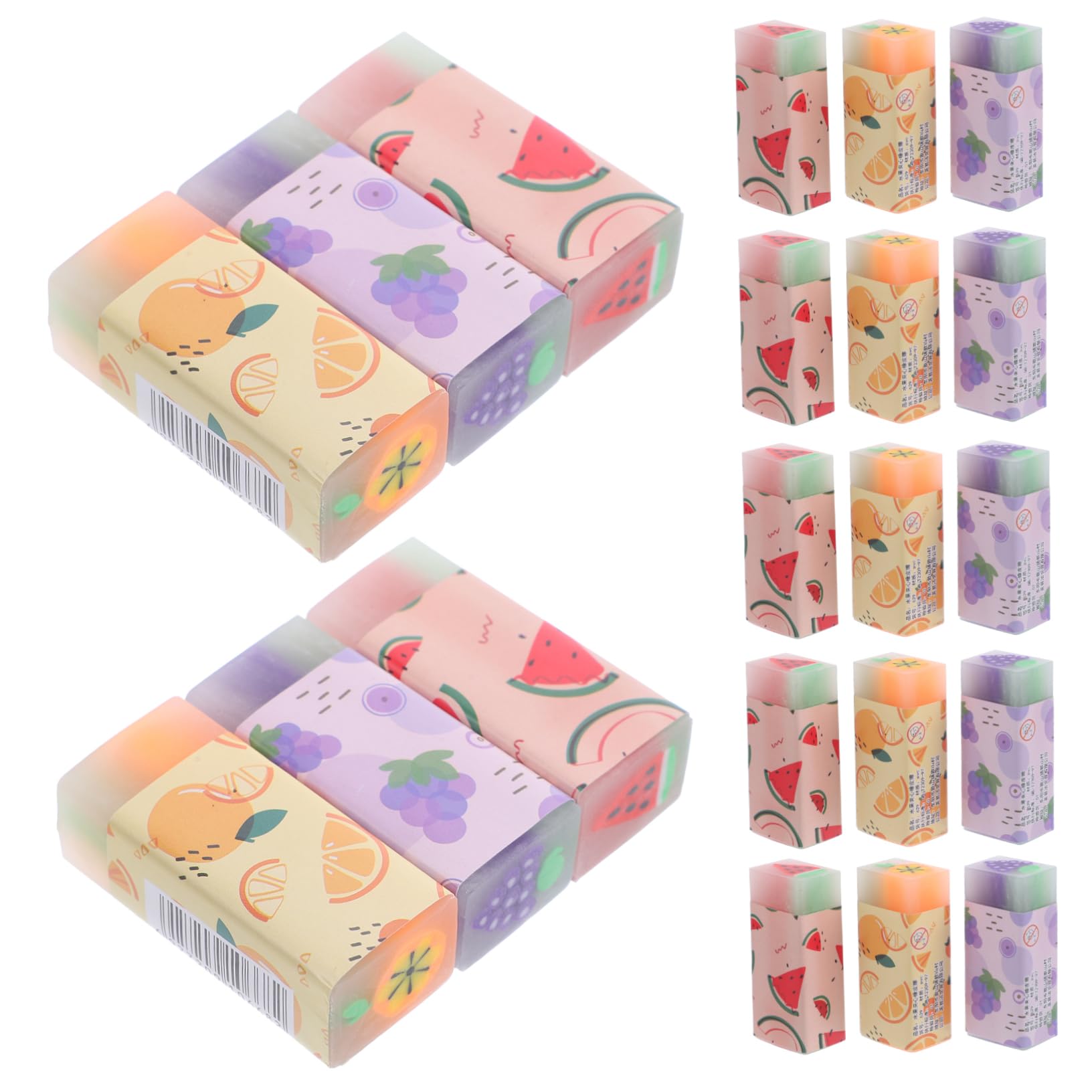 Gomme da Cancellare Frutta 36pezzi in Gomma, per Bambini | Profumate e Sicure, Forme Creative e Adorabili, Piccoli Premi per Studenti, Back To School Party