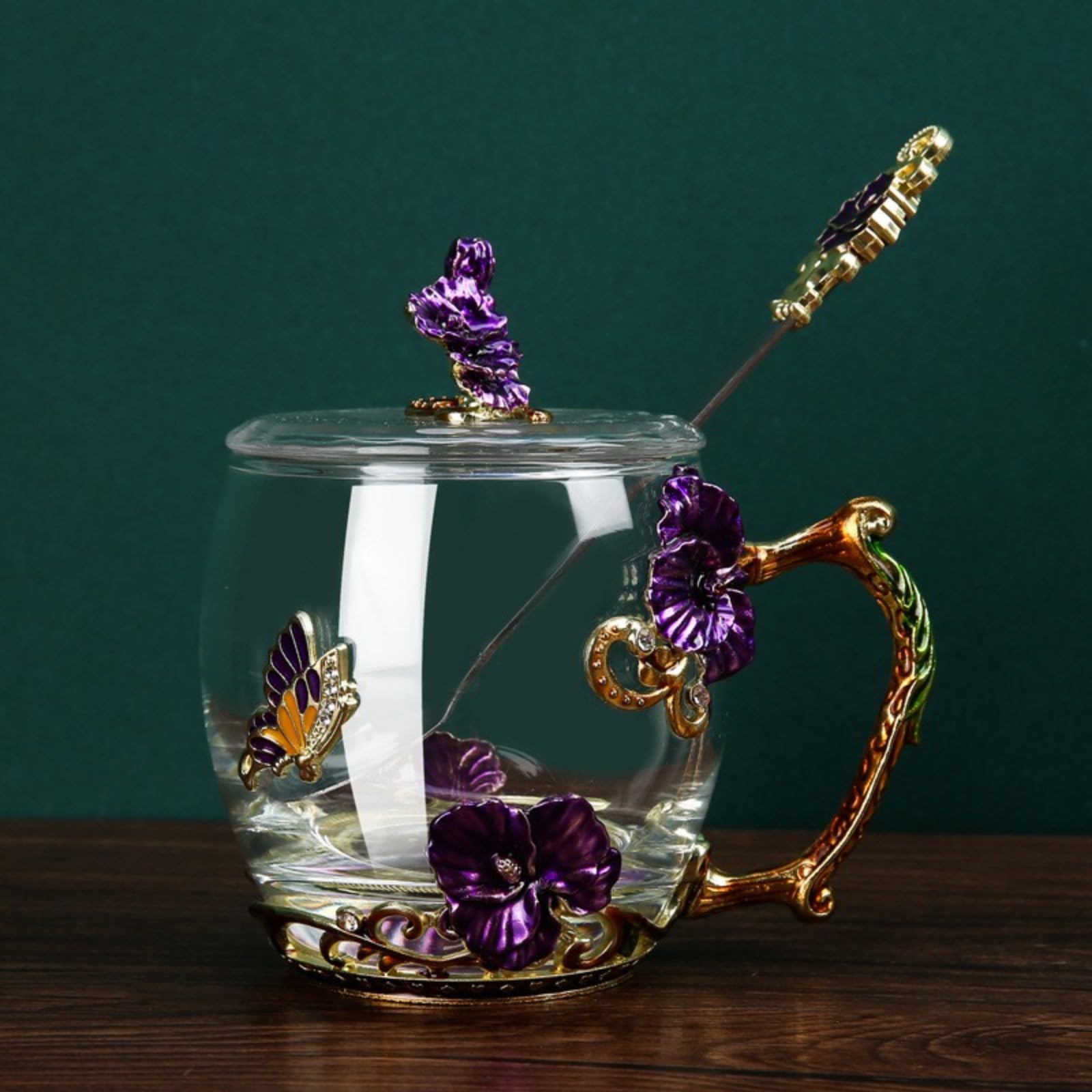 Taza de agua esmaltada de colores de cristal de moda para café y leche