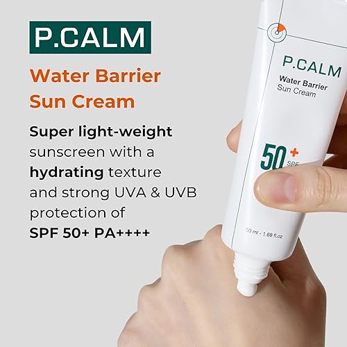 Miniatura 2 de P.CALM Crema solar hidratante con barrera de agua, acabado mate, sin fundición blanca, SPF 50+ PA++++ Vegano, calmante para la humedad, protector