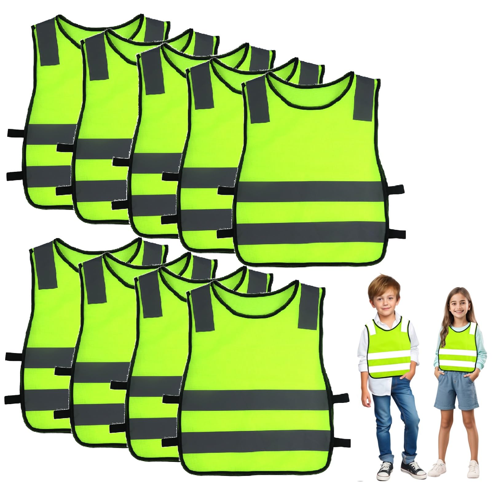 9 Pièces Gilet de Sécurité pour Enfants, Gilet de Sécurité Enfants, Gilets de Signalisation Auto pour Enfants, Gilet Réfléchissant pour Enfants pour la Circulation Routière Protection