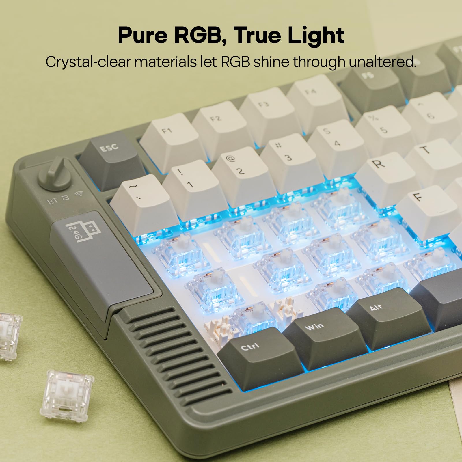 EPOMAKER Crystal Tactile Silent Switch per Tastiera Meccanica da Gioco, 35 Pieces, Pre-Lubed, 5-Pin 35gf Interruttori Tattili Crisp Mute con Struttura MX Standard