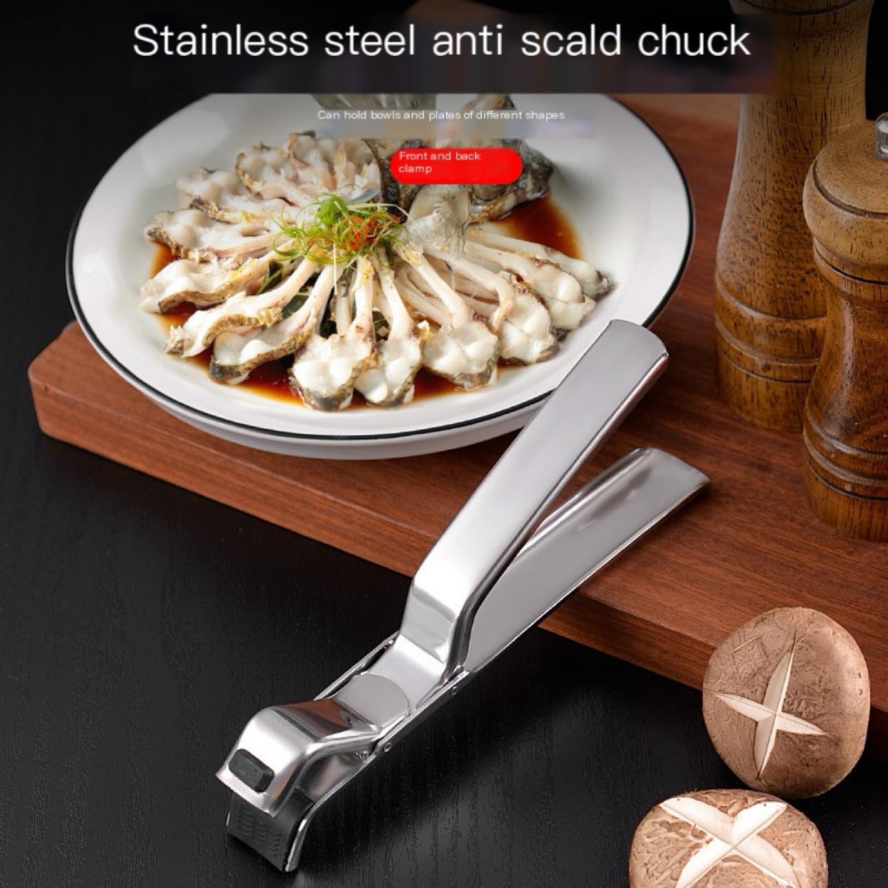 Pinzas de cocina para cuenco caliente, pinzas de agarre de acero inoxidable antiquemaduras, pinza para herramientas de cocina para cocinar