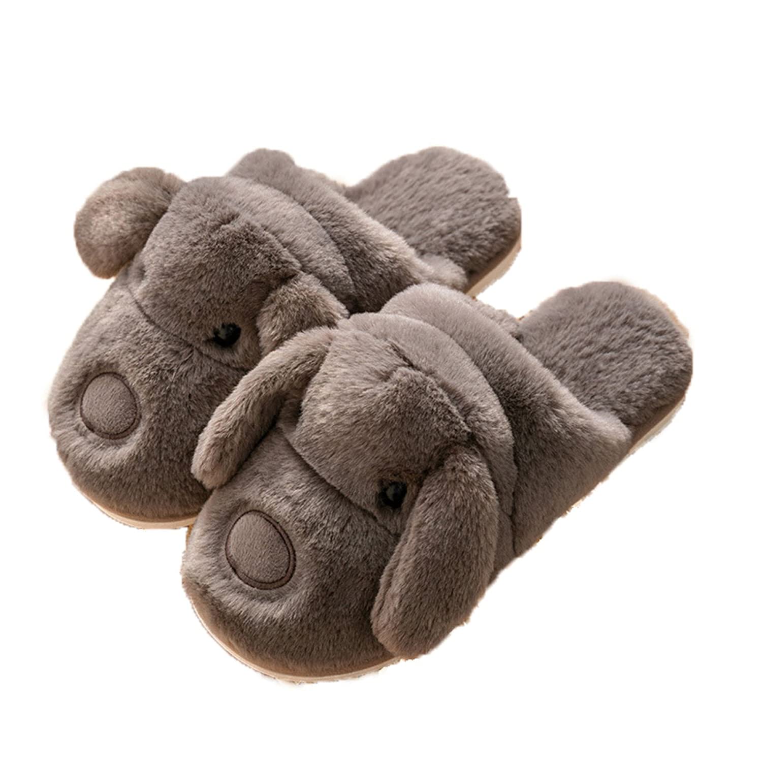 LivingGeometryReally Cute Unisex Adult Hard Soled Stuffed Animal Home Slippers Soft Plush Cartoon Animal Slippers Sharp Warm and Toasty Slippers