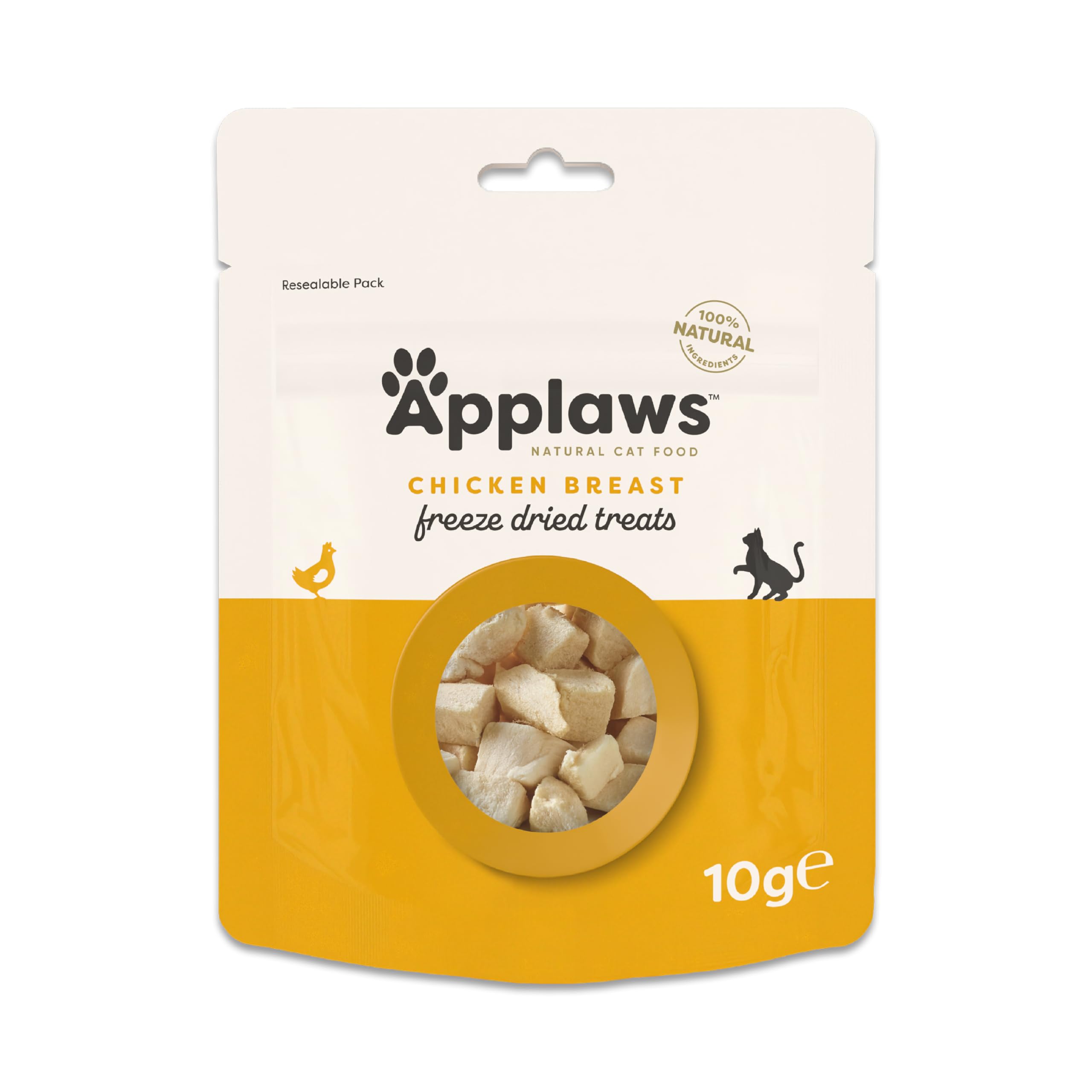 Applaws Chicken Breast Freeze Dried Cat Treat 120g, 100% Natural Grain Free, Hypoallergenic Healthy Cat Snacks for Indoor and Outdoor Cats 12x10g