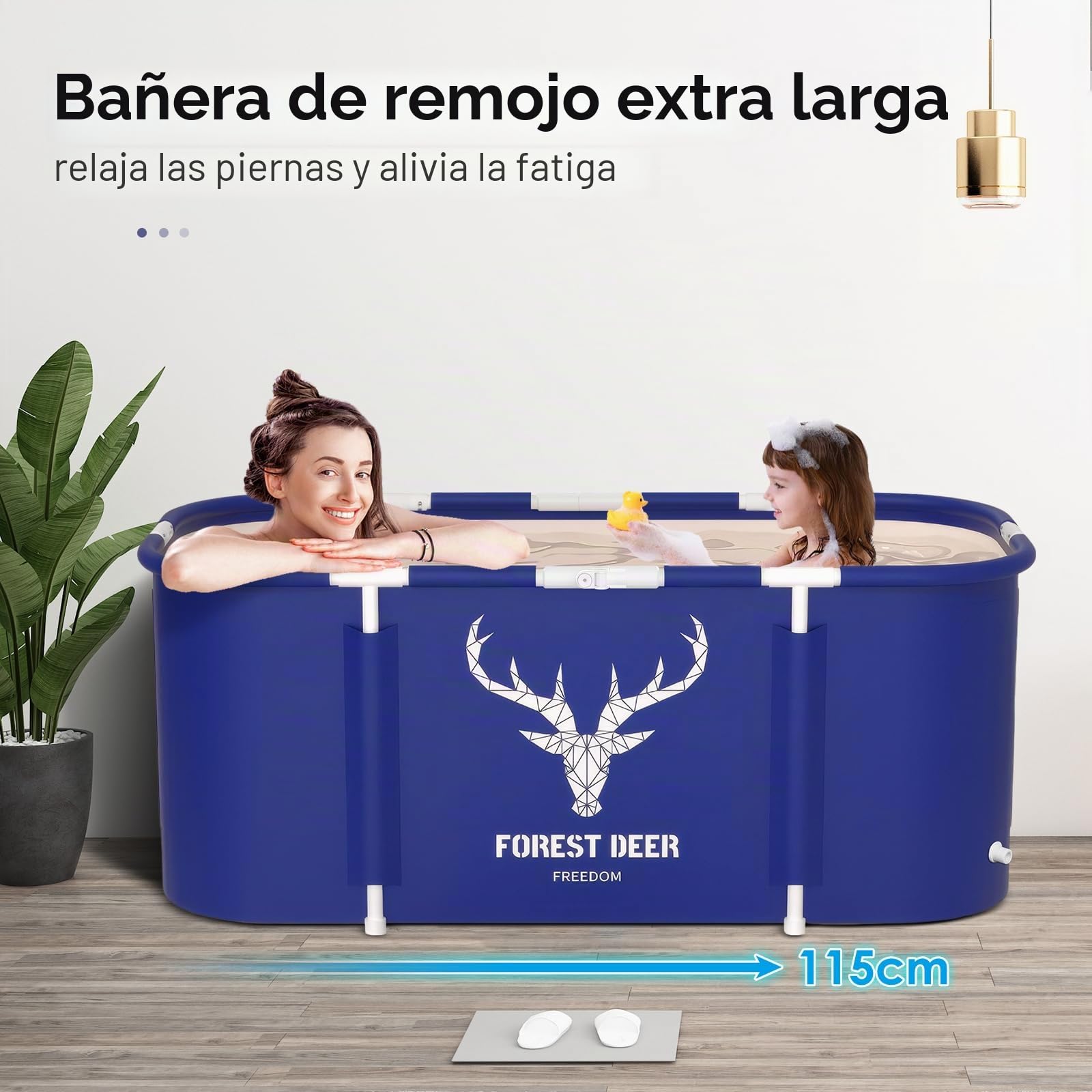 Bañera Plegable para Adultos,bañera de hidromasaje de pie independiente, bañera gruesa de múltiples capas para interior y exterior, spa caliente, 115 x 60cm (Alce)
