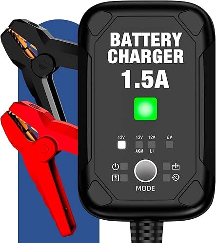1.5A 6V/12V Car Battery Charger – Automatic Trickle Charger, Battery