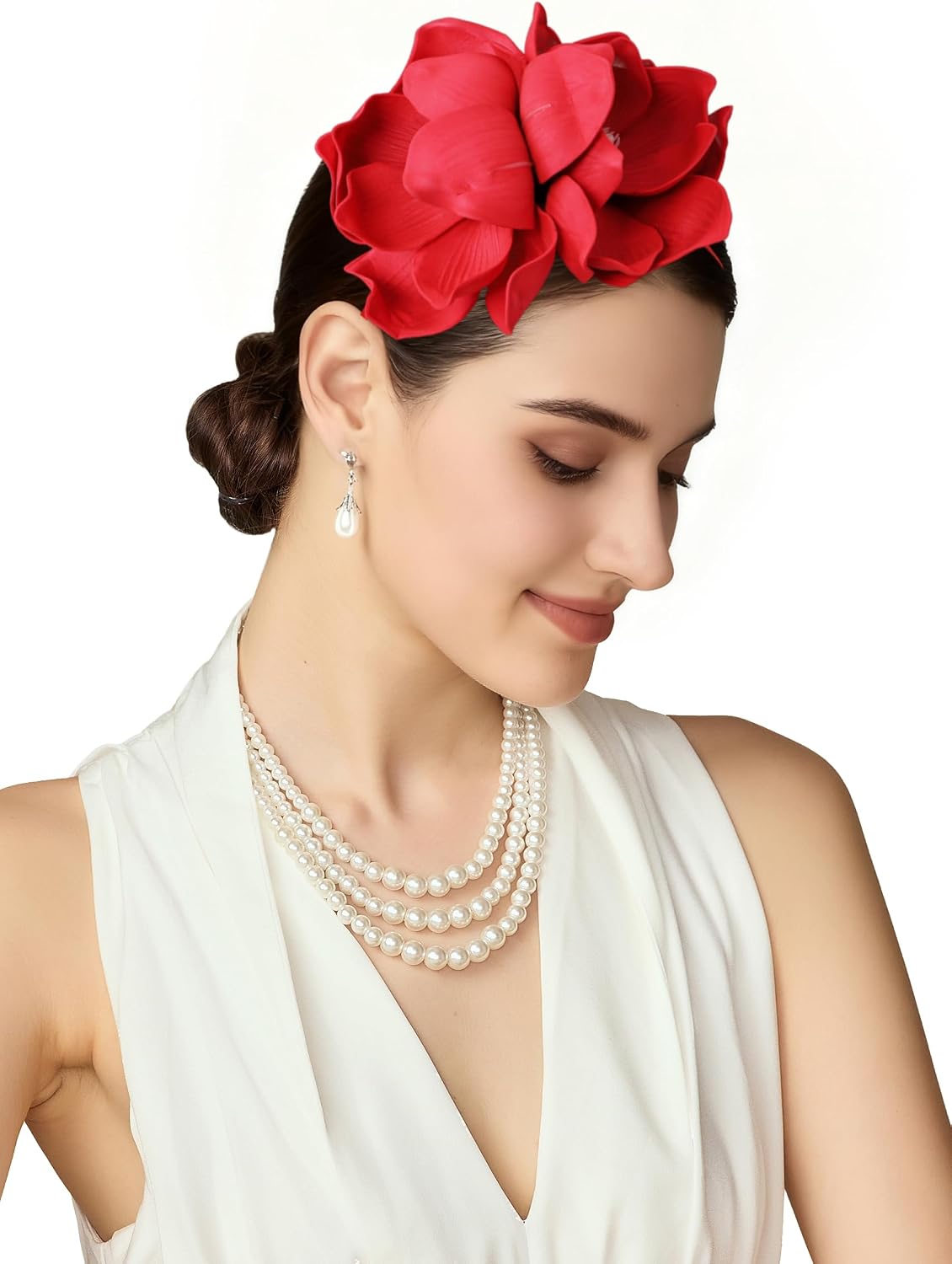 Fascinators Hats for Women - Tea Party Kentucky Flower Fascinator Derby Floral Headband with Hair Clip