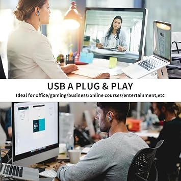 USB Earbuds for PC,Headphones with Microphone for Computer,Blue