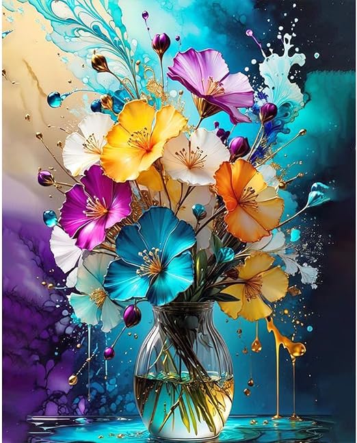 YarnWhimsy Flowers Paint by Numbers for Adults,Flower Paint