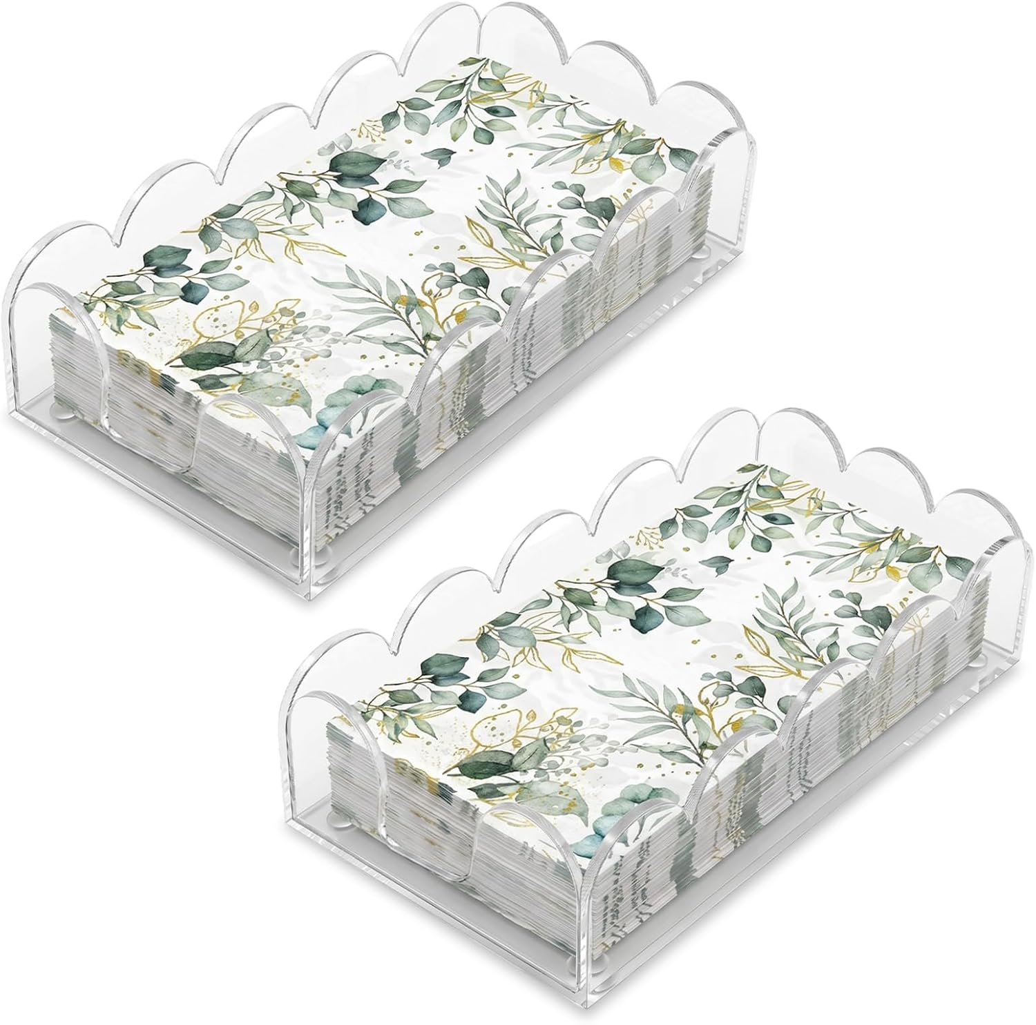2 Pack Acrylic Napkin Holder, Clear Vertical Napkin Holder for Kitchen | Waterproof Splashing, Countertop, Space Saving Paper Towel Box for Bathroom, Modern Dining Table, Cocktail Napkin Stand Party