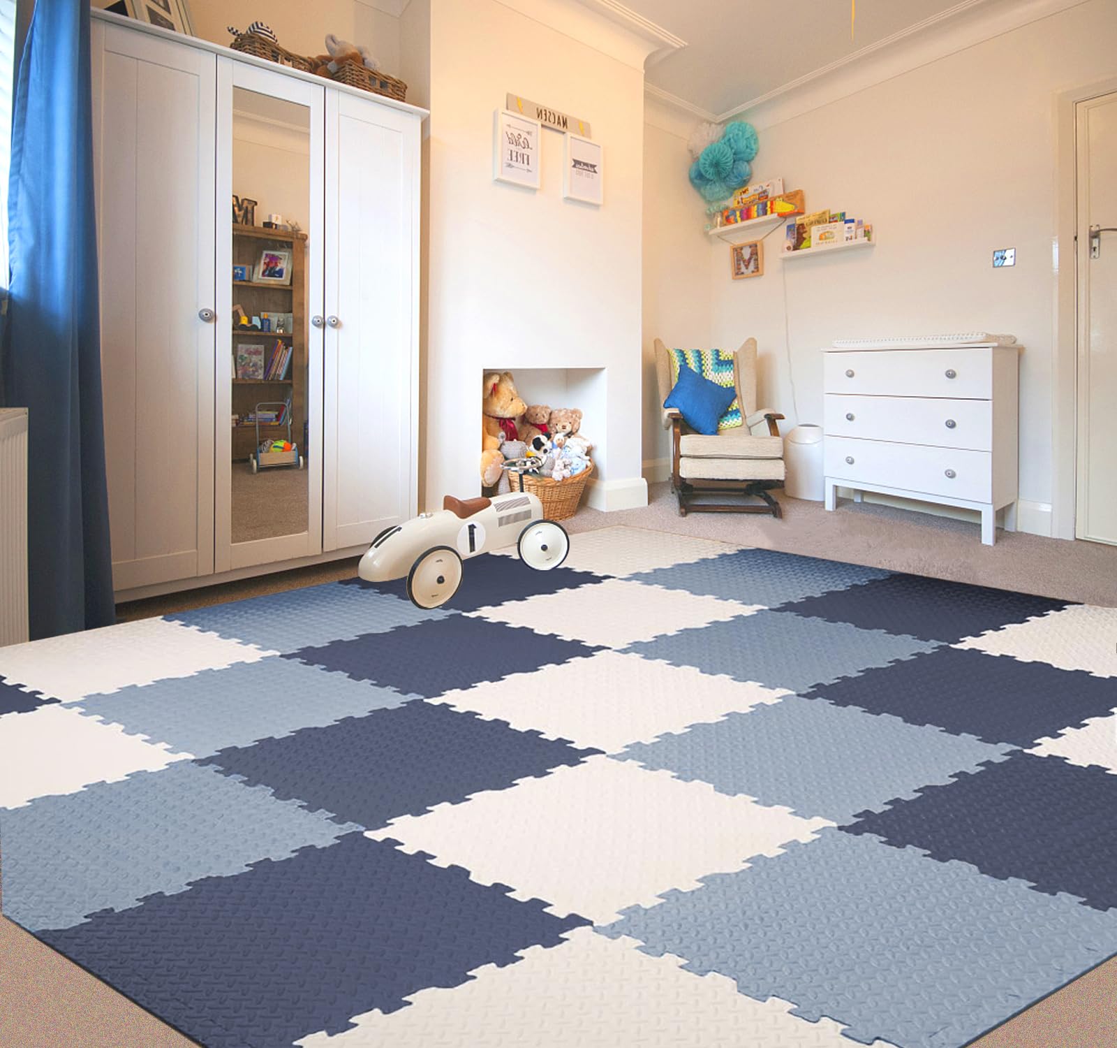 Foam Floor Tiles 9-Piece EVA Foam Play Mat Tiles - Interlocking Kids ...