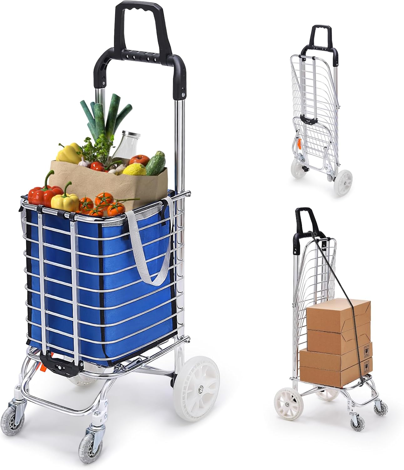 Shopping Basket Cart The Fellie Walk And Rest Shopping Trolley With Seat For Elderly, 27L Sit & Go Shopping Trolley On Wheels With Backrest, Foldable Seated Shopping Lightweight Cart For Elderly