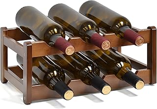 MYITYARD Wine Rack, 2-Tier 6 Bottles Bamboo Wine Storage for Countertop, Free Standing Floor Wine Bottle Holder for Home, Kitchen, Room, Table Top, Pantry, Decor, Bar, Cellar Basement